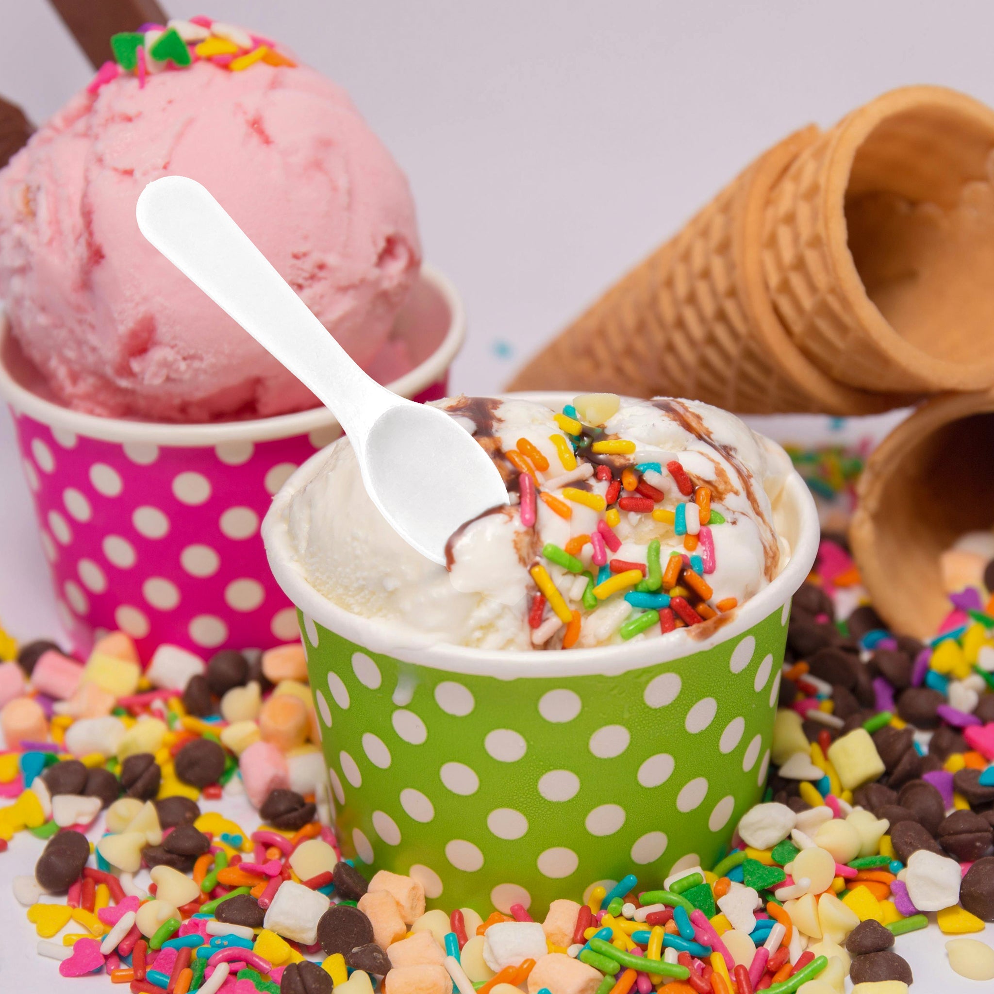 [4,000 ct] 3" PS Plastic Tasting Spoons | White - Biocean by Danube BlueBiocean