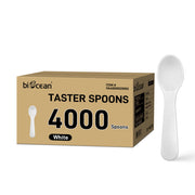 [4,000 ct] 3" PS Plastic Tasting Spoons | White - Biocean by Danube BlueBiocean