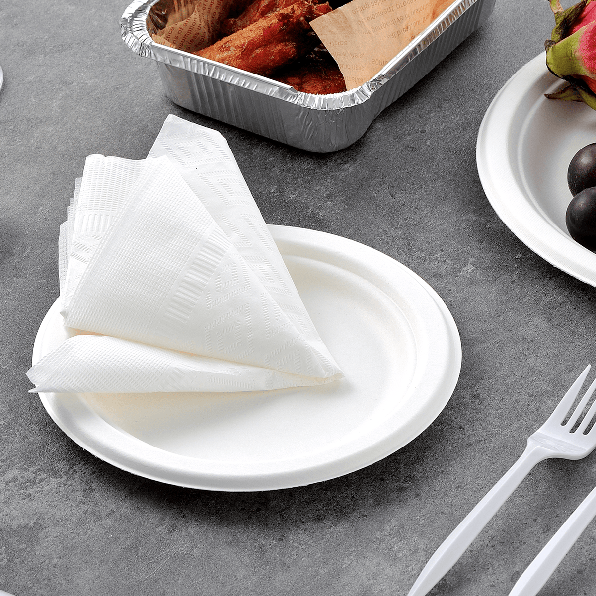 [4,000ct] 17" x 17" 1-Ply Dinner Napkins | 1/4 Fold | White - Biocean by Danube BlueBiocean
