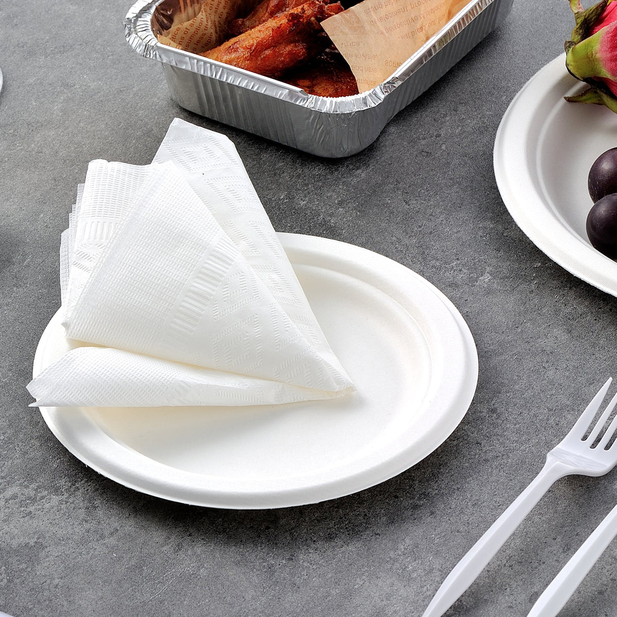 [4,000ct] 17" x 17" 1-Ply Premium Dinner Napkins | 1/4 Fold | White - Biocean by Danube BlueBiocean