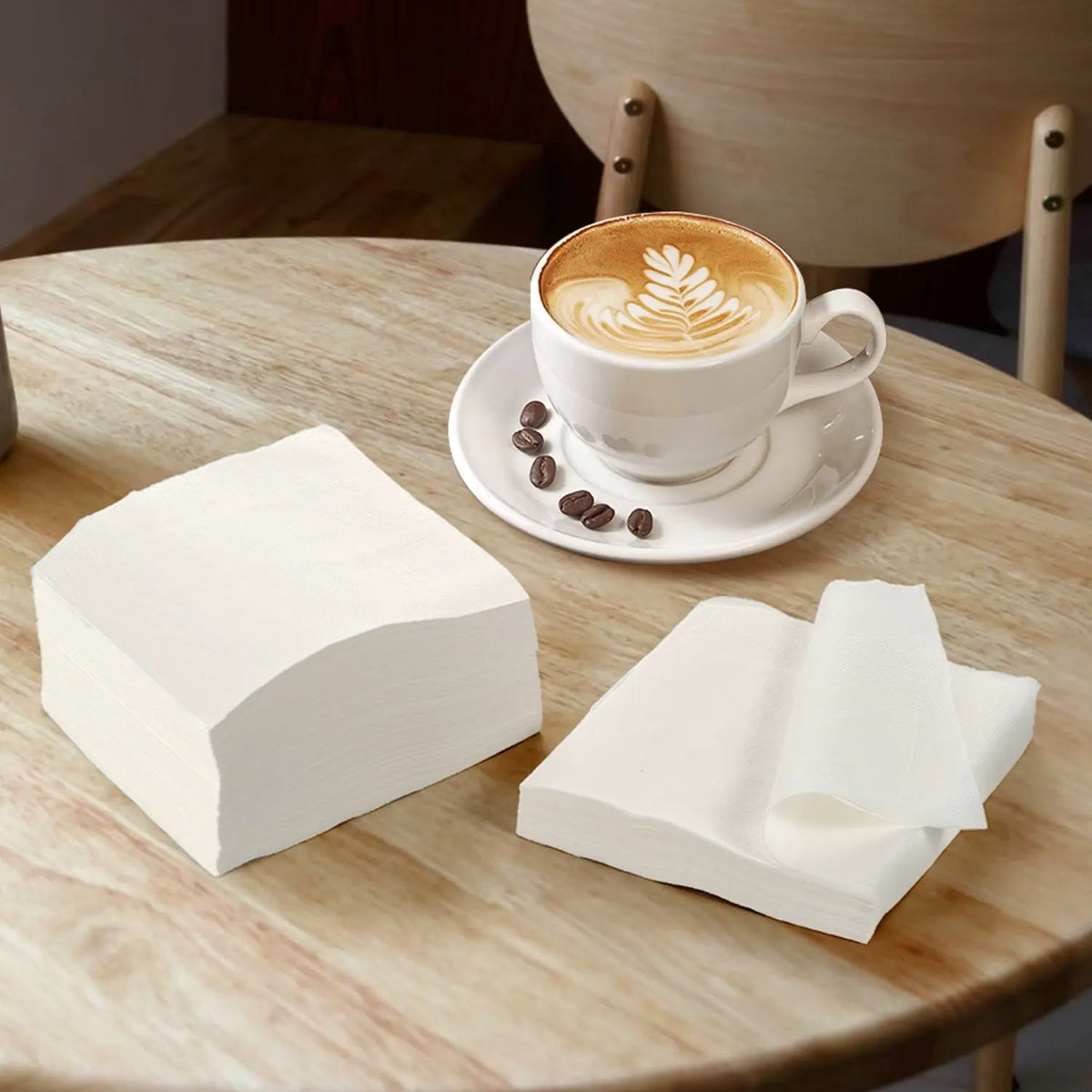 [4,000ct] 9" x 9" 1-Ply Beverage Napkins | 1/4 Fold | White - Biocean by Danube BlueBiocean