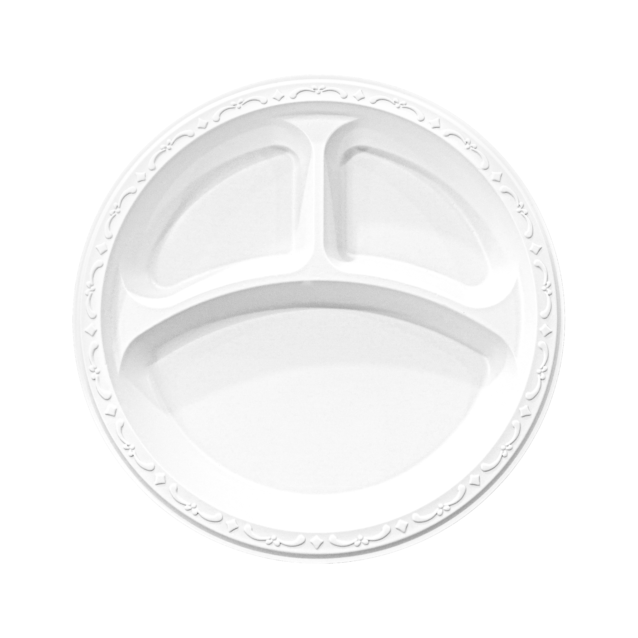 [400ct] 10" Mineral Filled PP Plates | 3 - compartment | Round | White - Biocean by Danube BlueBiocean