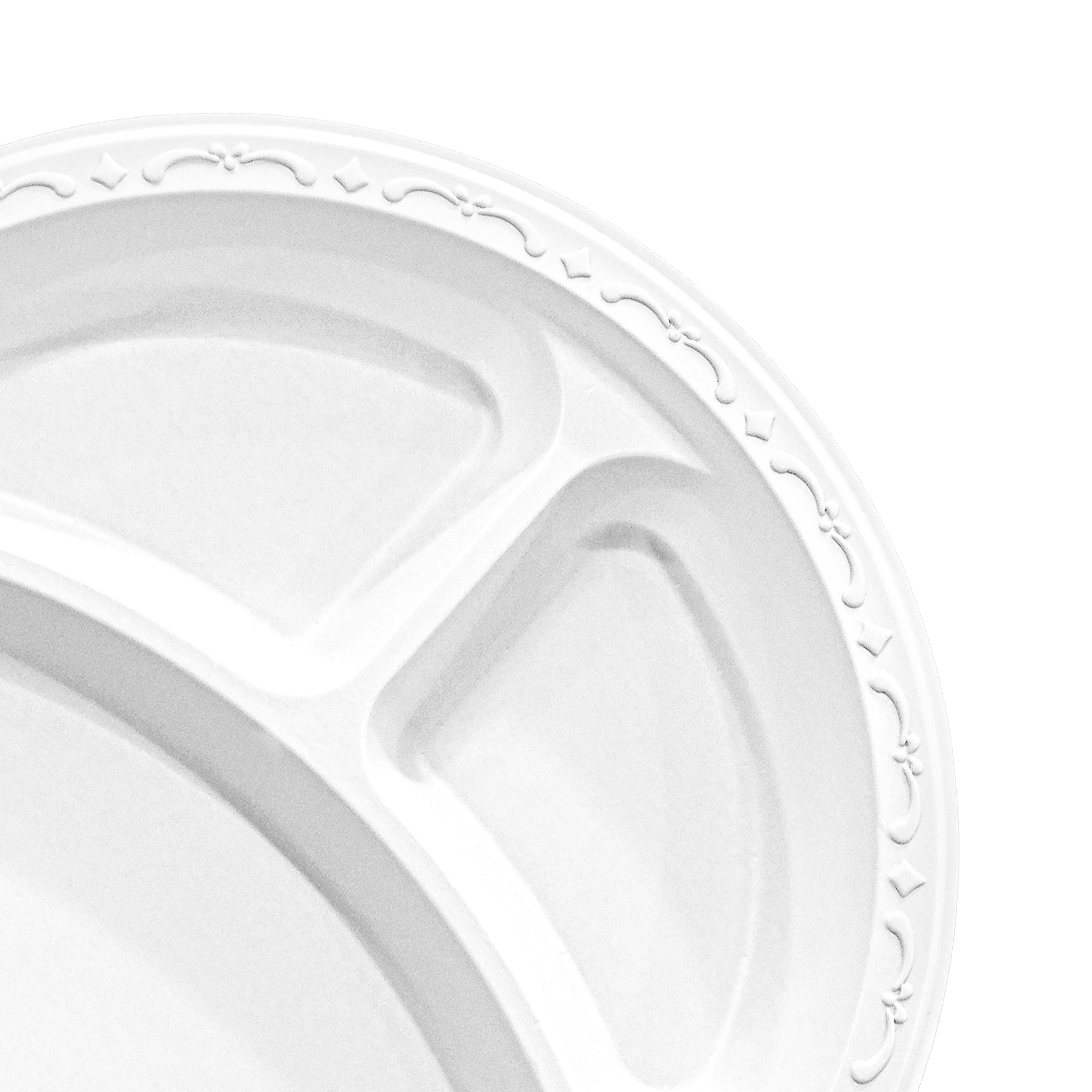 [400ct] 10" Mineral Filled PP Plates | 3 - compartment | Round | White - Biocean by Danube BlueBiocean