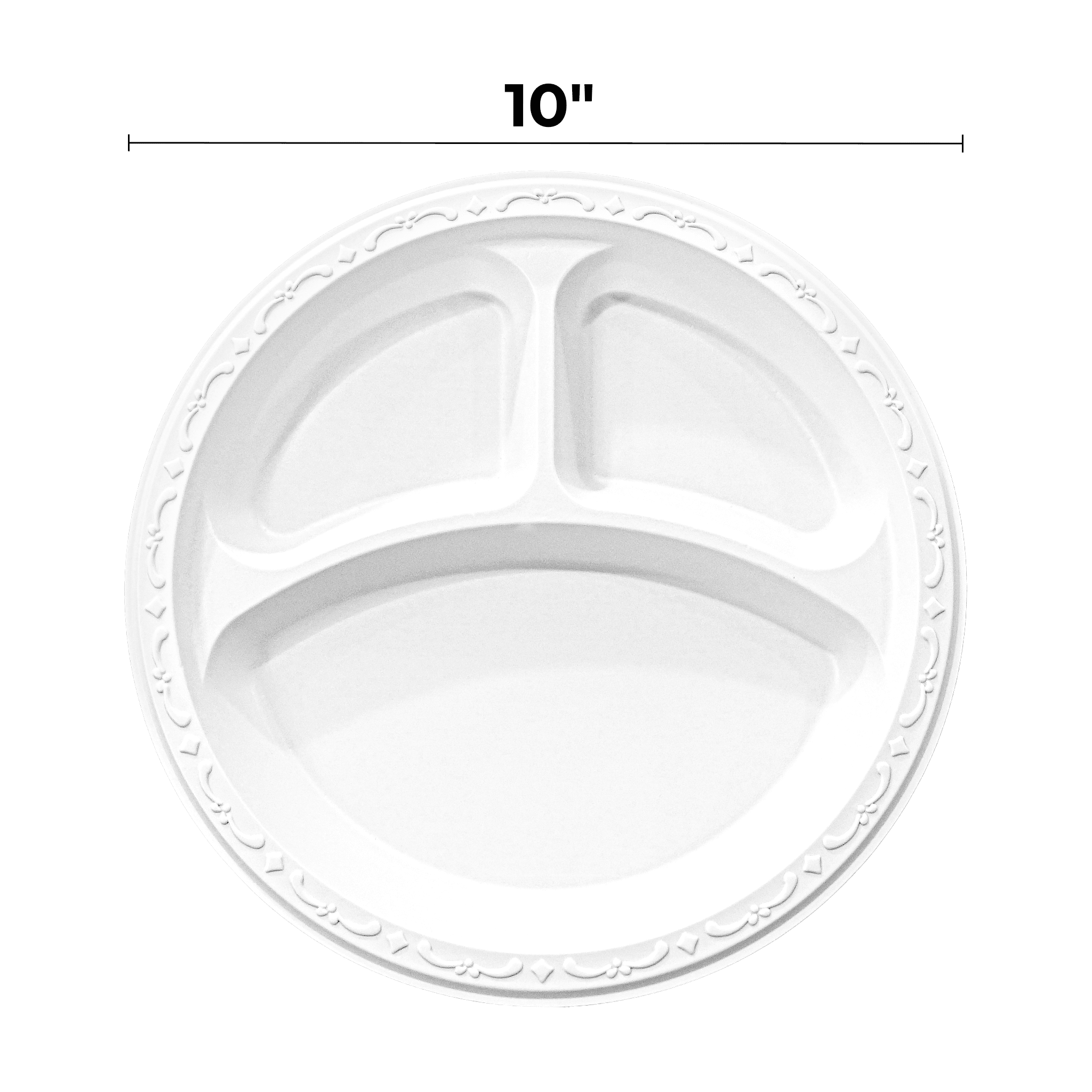 [400ct] 10" Mineral Filled PP Plates | 3 - compartment | Round | White - Biocean by Danube BlueBiocean