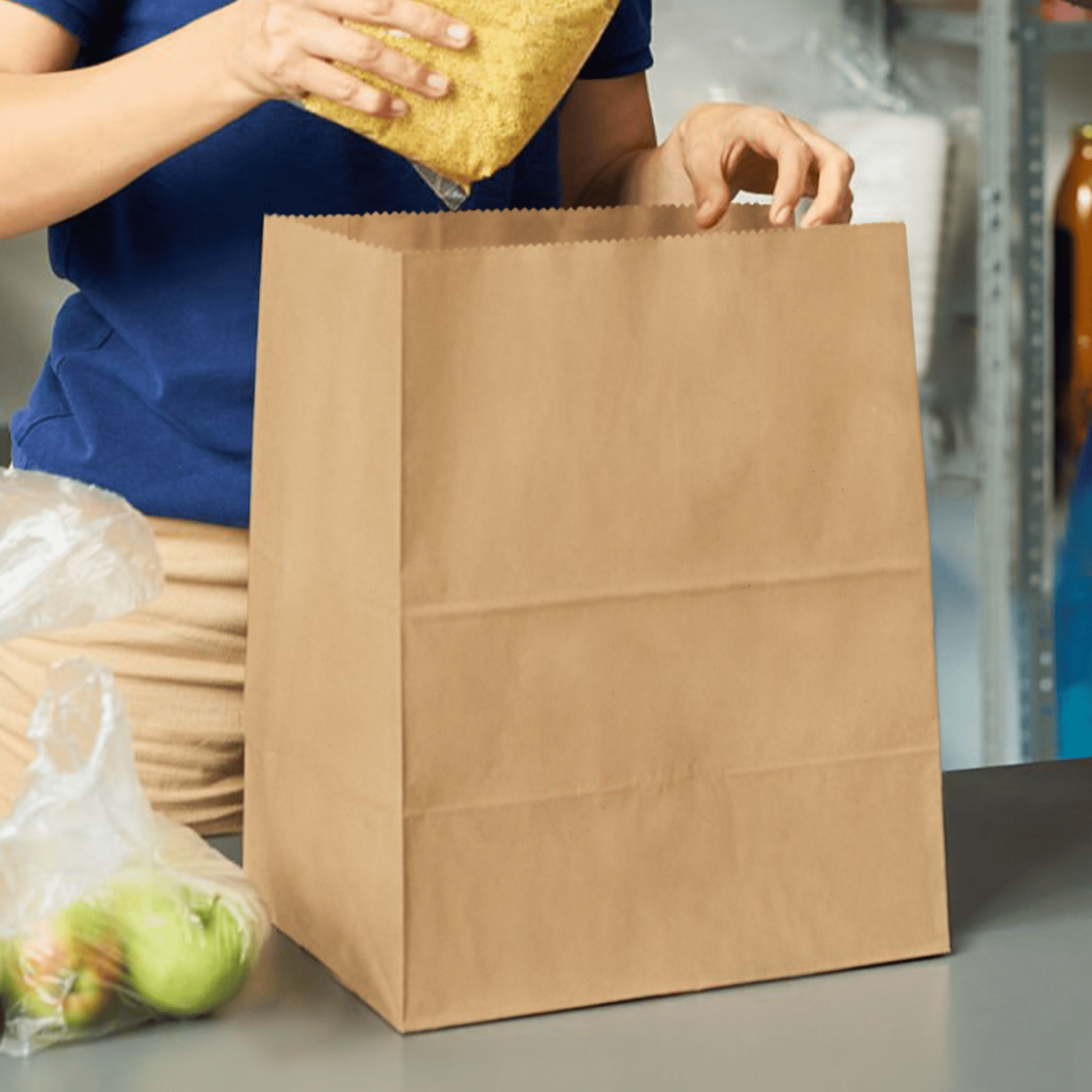 [400ct] 10.24" ×6.54" ×14.17" Kraft Paper Customizable Bag | Natural - Biocean by Danube BlueBiocean