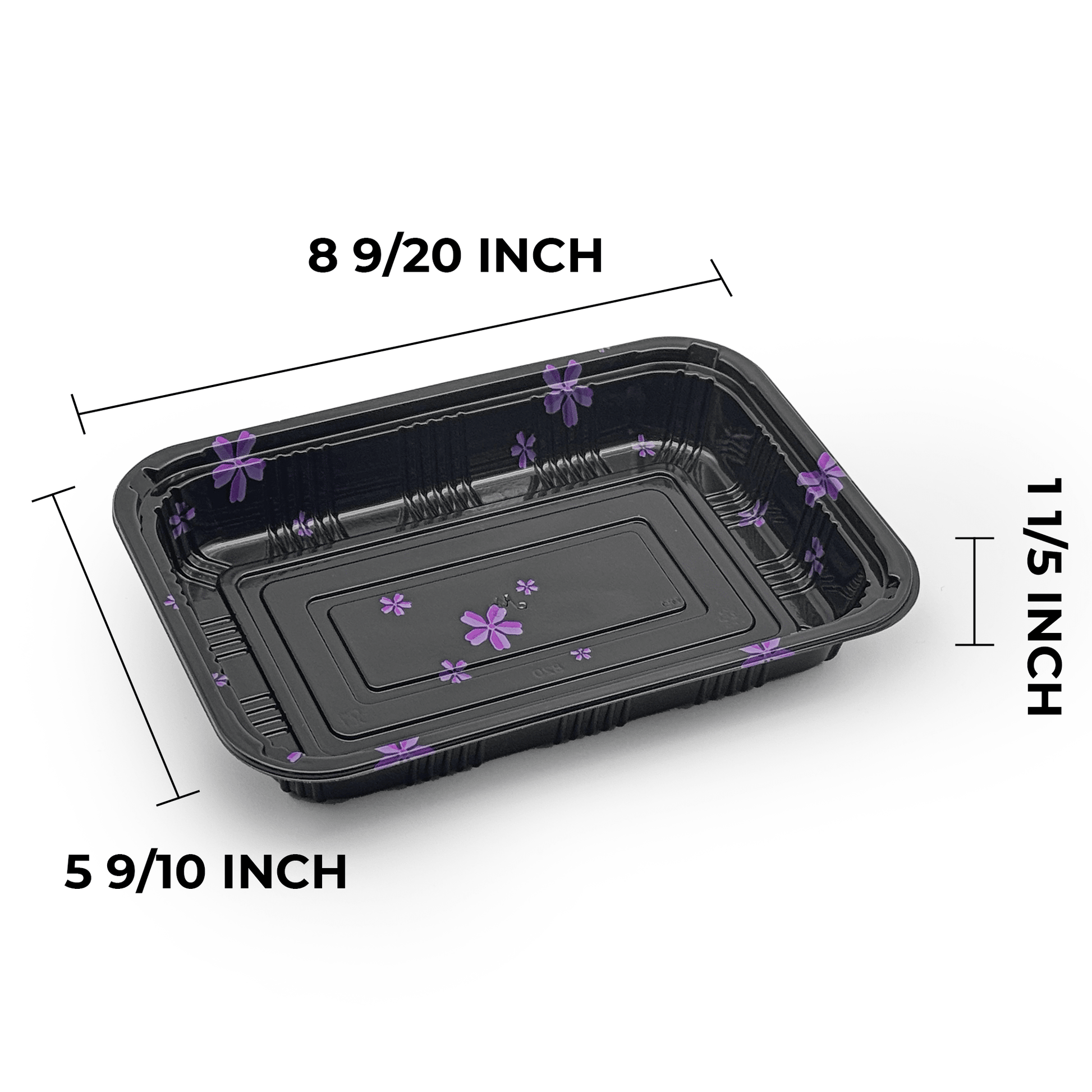 [400ct] 8 9/20" x 5 9/10" PS Plastic Rectangular Food Containers & Lids | Black - Biocean by Danube BlueBiocean