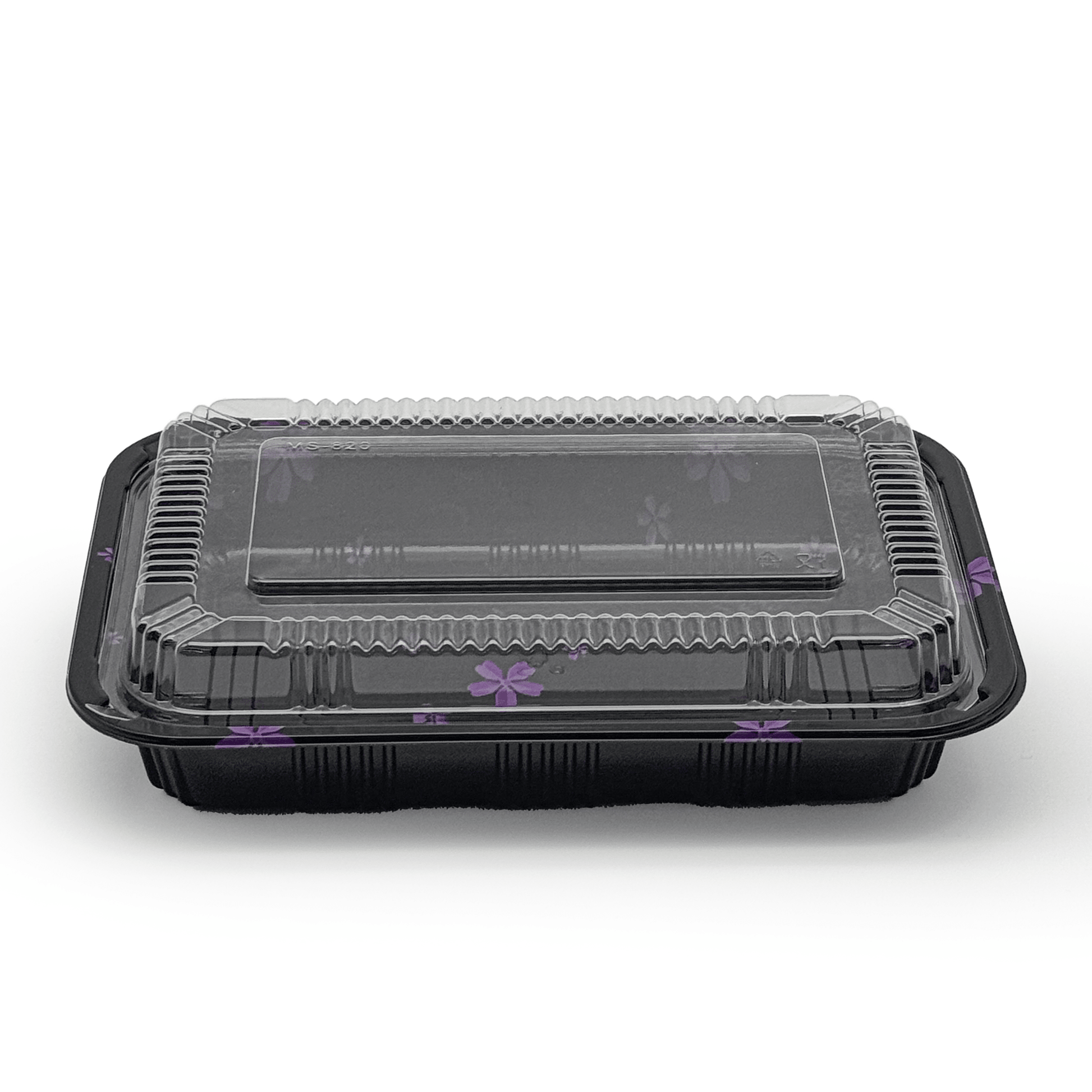 [400ct] 8 9/20" x 5 9/10" PS Plastic Rectangular Food Containers & Lids | Black - Biocean by Danube BlueBiocean