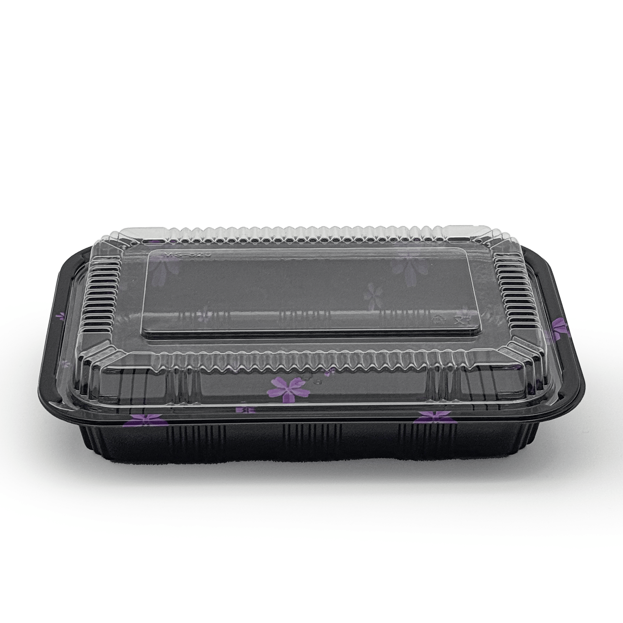 [400ct] 8 9/20" x 5 9/10" PS Plastic Rectangular Food Containers & Lids | Black - Biocean by Danube BlueBiocean