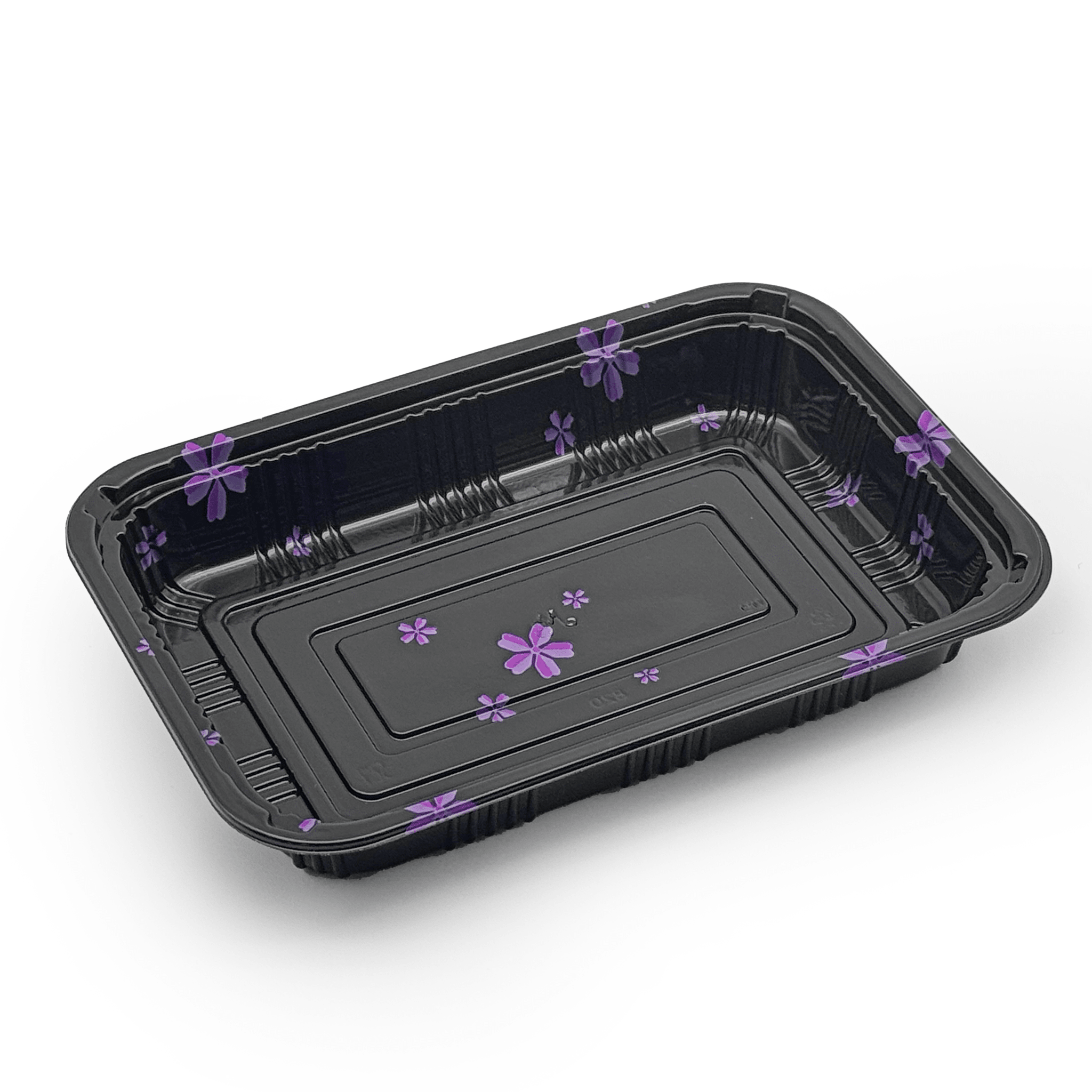 [400ct] 8 9/20" x 5 9/10" PS Plastic Rectangular Food Containers & Lids | Black - Biocean by Danube BlueBiocean