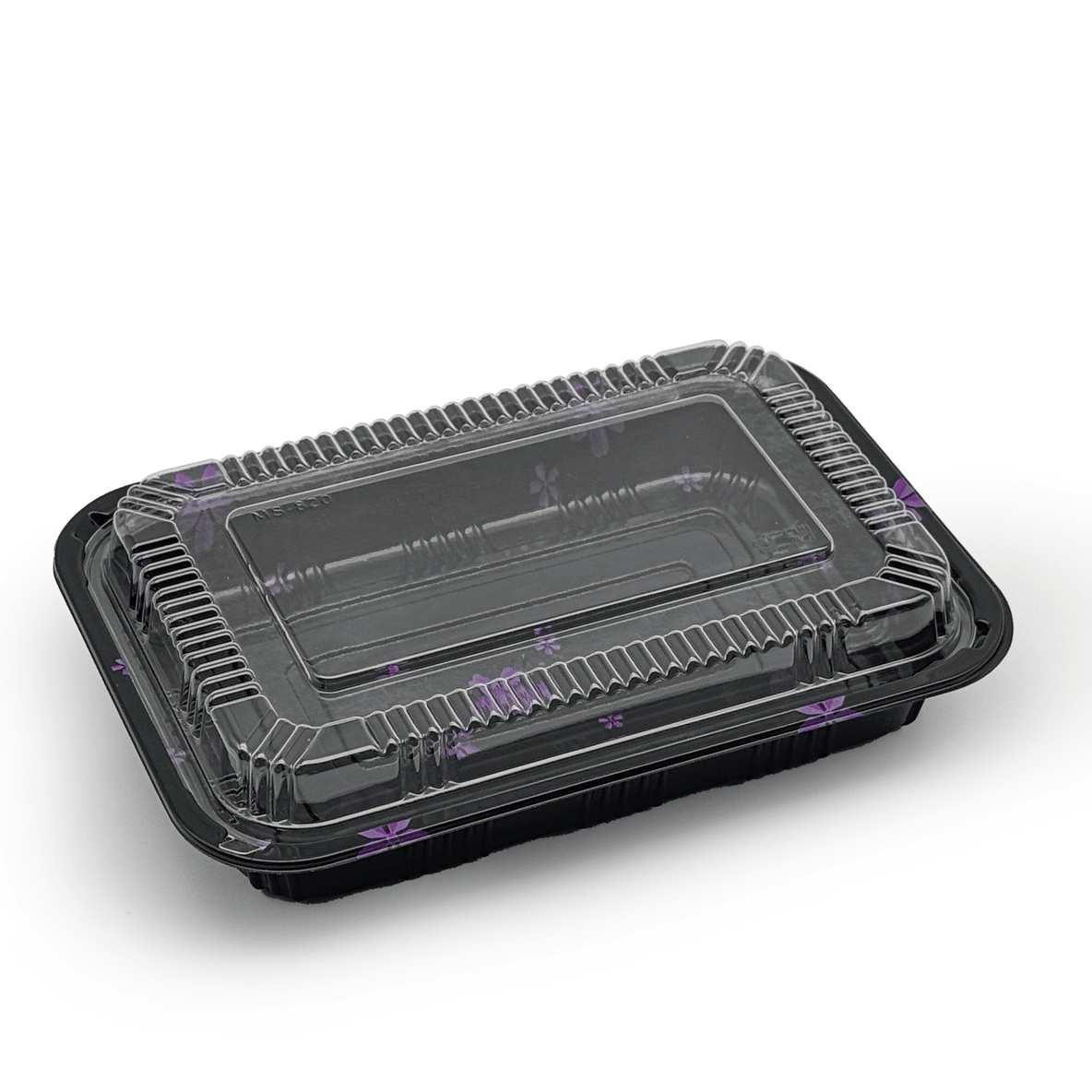 [400ct] 8 9/20" x 5 9/10" PS Plastic Rectangular Food Containers & Lids | Black