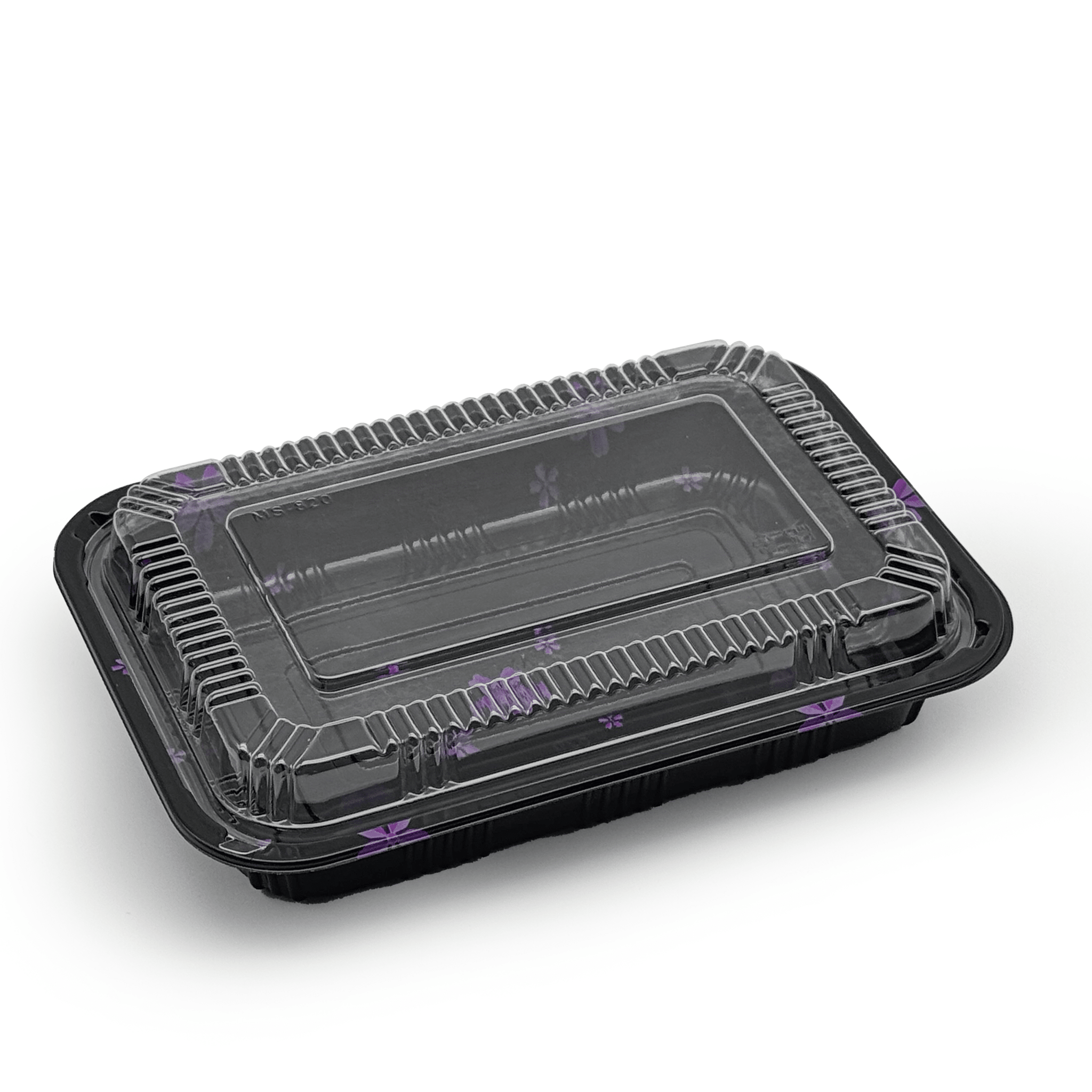 [400ct] 8 9/20" x 5 9/10" PS Plastic Rectangular Food Containers & Lids | Black - Biocean by Danube BlueBiocean