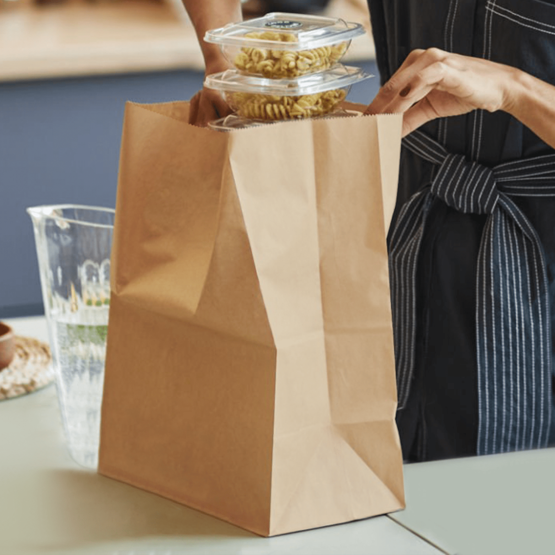 [400ct] 8.46"×6.1"×13.39" Kraft Paper Customize Now Bag | Natural - Biocean by Danube BlueBiocean