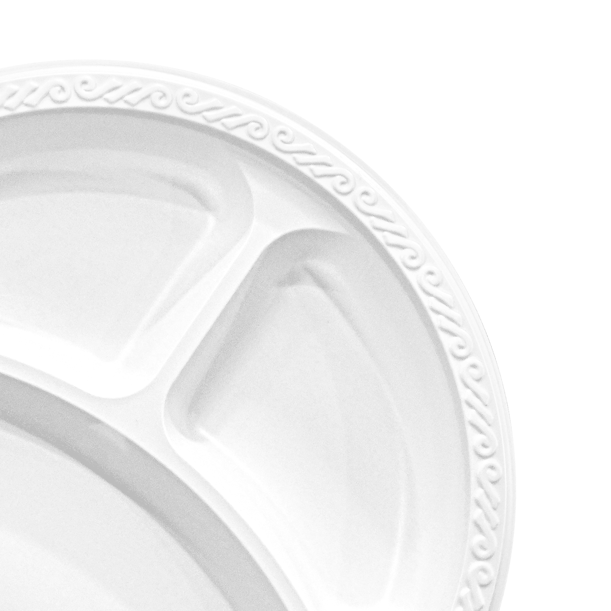 [400ct] 9" Mineral Filled PP Plates | 3 - compartment | Round | White - Biocean by Danube BlueBiocean