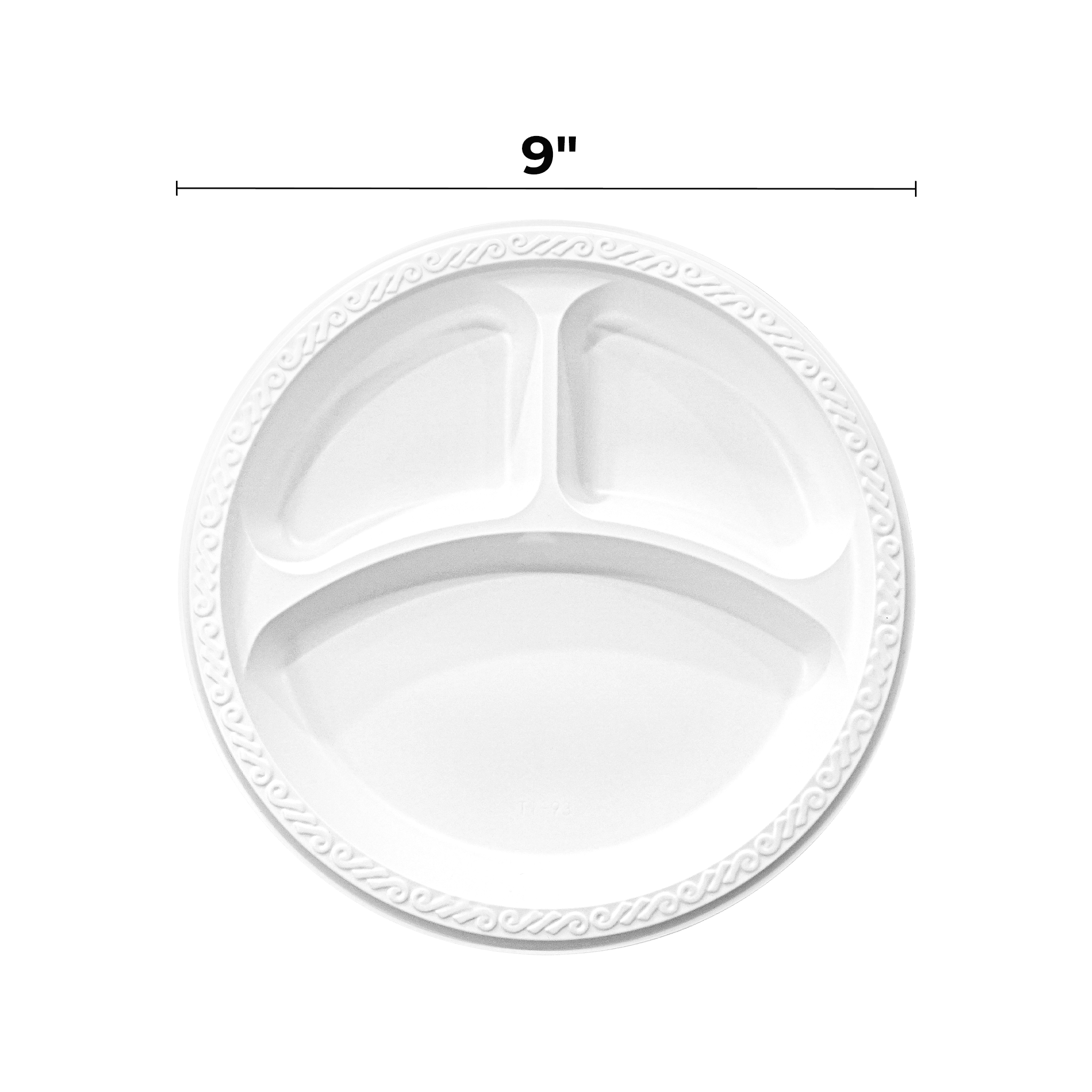 [400ct] 9" Mineral Filled PP Plates | 3 - compartment | Round | White - Biocean by Danube BlueBiocean