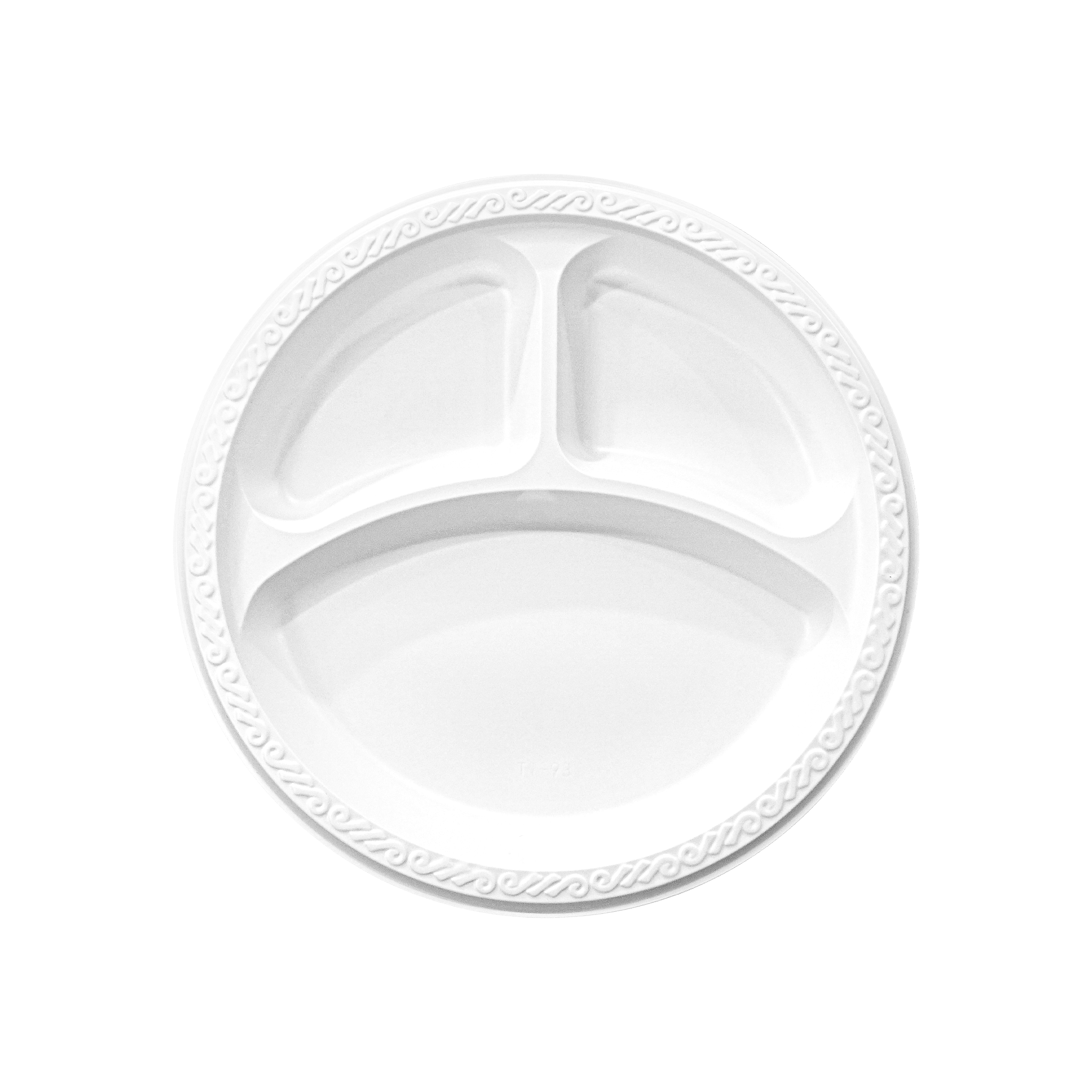 [400ct] 9" Mineral Filled PP Plates | 3 - compartment | Round | White - Biocean by Danube BlueBiocean