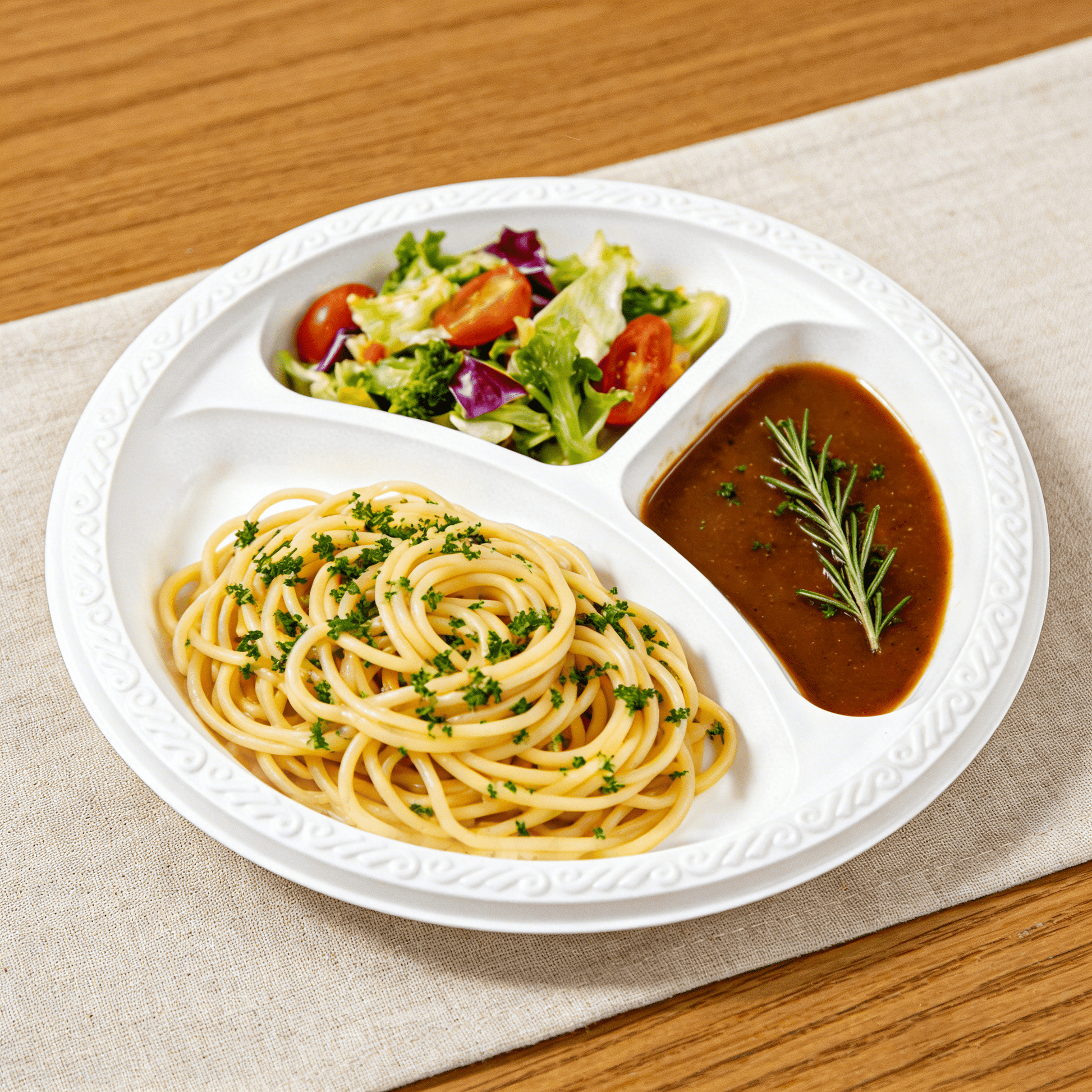 [400ct] 9" Mineral Filled PP Plates | 3 - compartment | Round | White - Biocean by Danube BlueBiocean