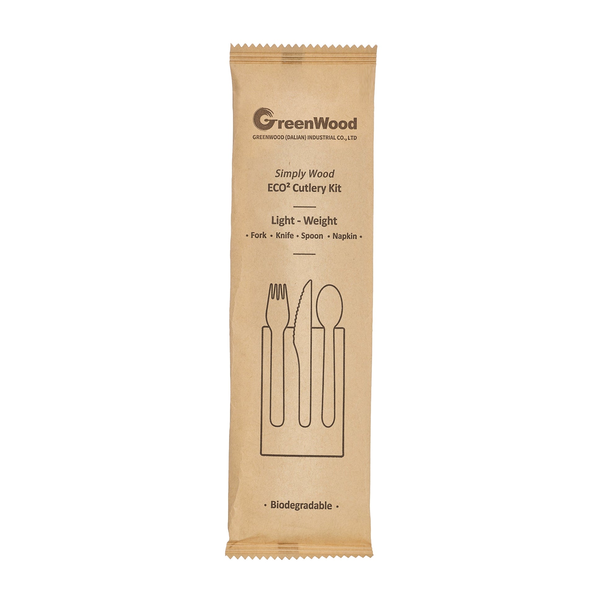 [400ct] Compostable Wooden Cutlery Kits with Napkin | Brown - Biocean by Danube BlueBiocean
