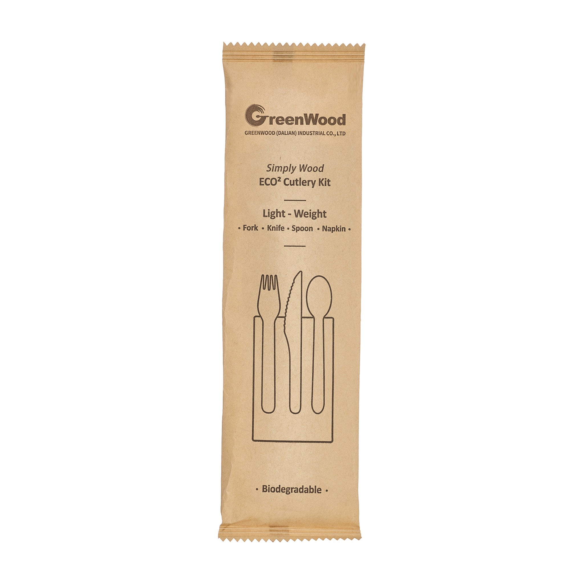 [400ct] Compostable Wooden Cutlery Kits with Napkin | Brown - Biocean by Danube BlueBiocean