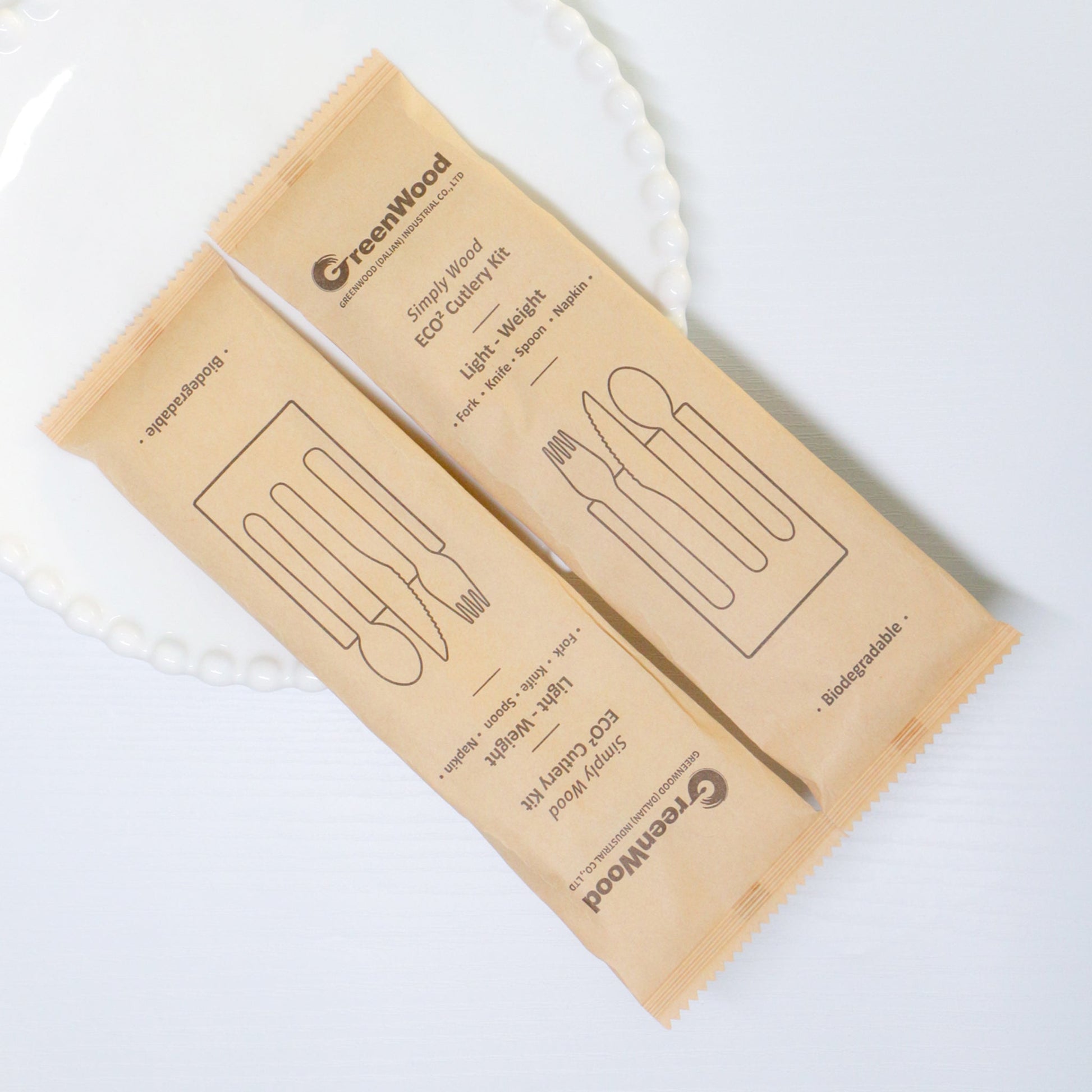 [400ct] Compostable Wooden Cutlery Kits with Napkin | Brown - Biocean by Danube BlueBiocean