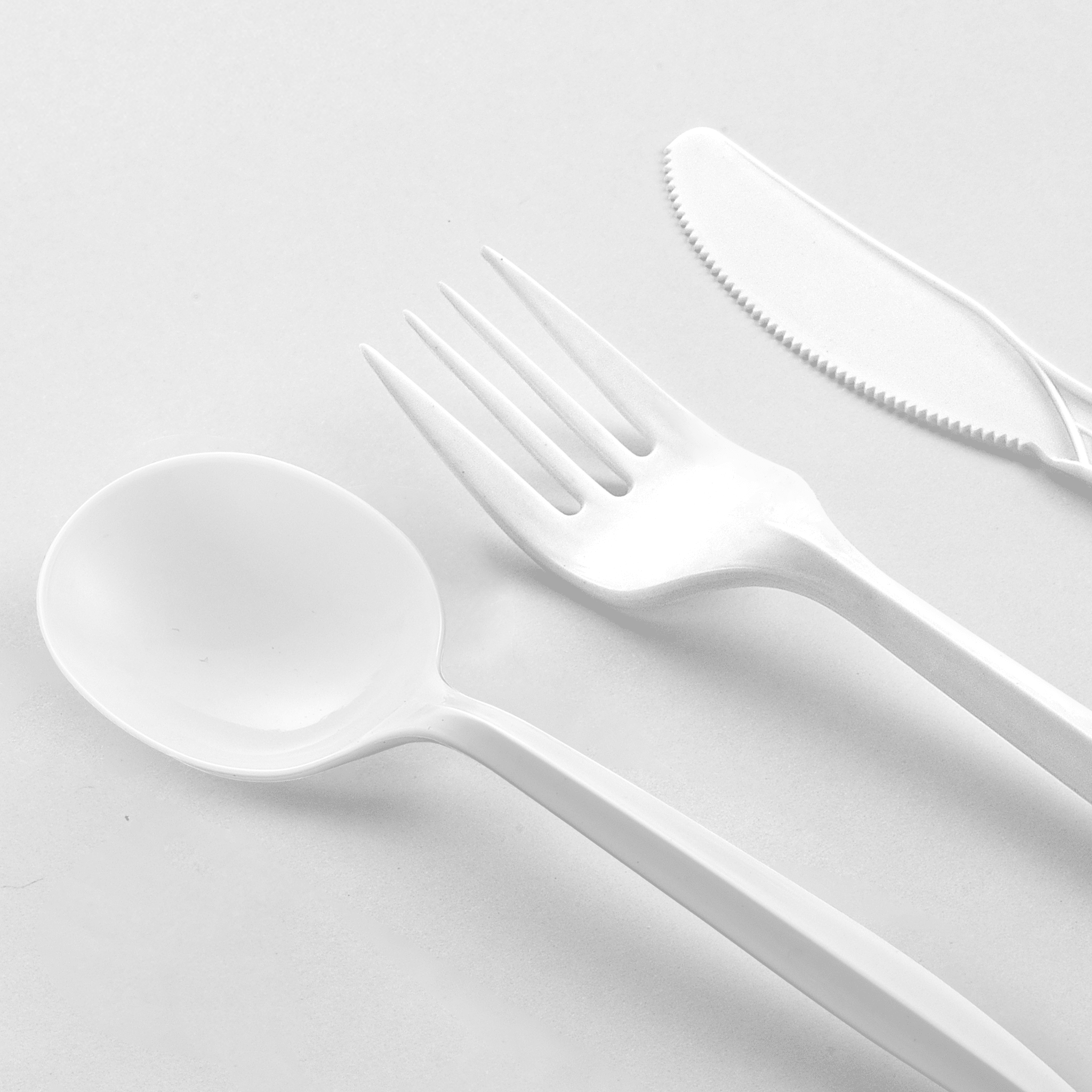 [400ct] PP Plastic Medium Weight Cutlery Kits (Knife,Fork,Soup Spoon,Napkin) | White - Biocean by Danube BlueBiocean