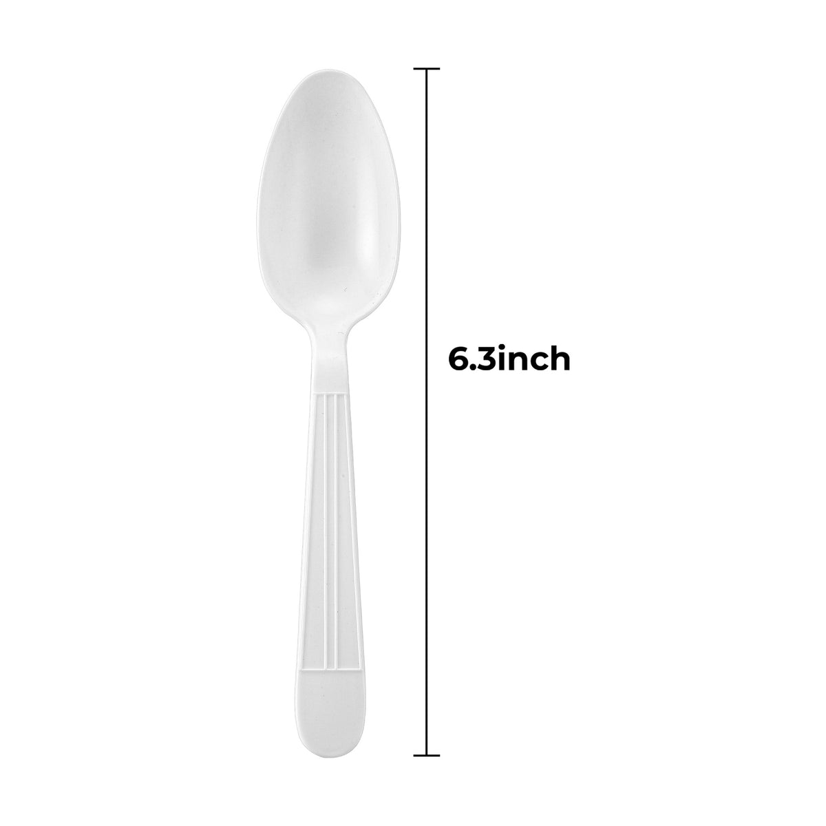 [1,000ct] PP Plastic Heavy Weight Wrapped Tea Spoons | White
