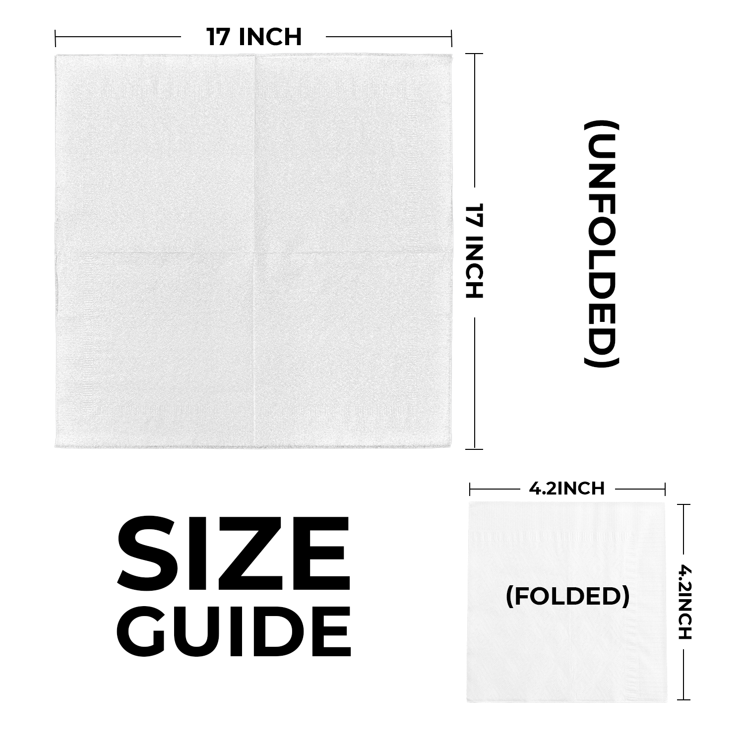 17" x 17" White 1-Ply 1/4 Fold Dinner Napkins-4,000/Case