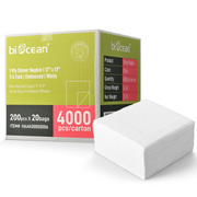 [4,000ct] 17" x 17" 1-Ply Dinner Napkins | 1/4 Fold | White