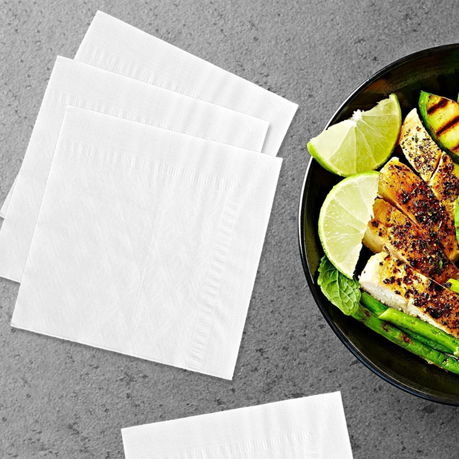 17" x 17" White 1-Ply 1/4 Fold Dinner Napkins-4,000/Case
