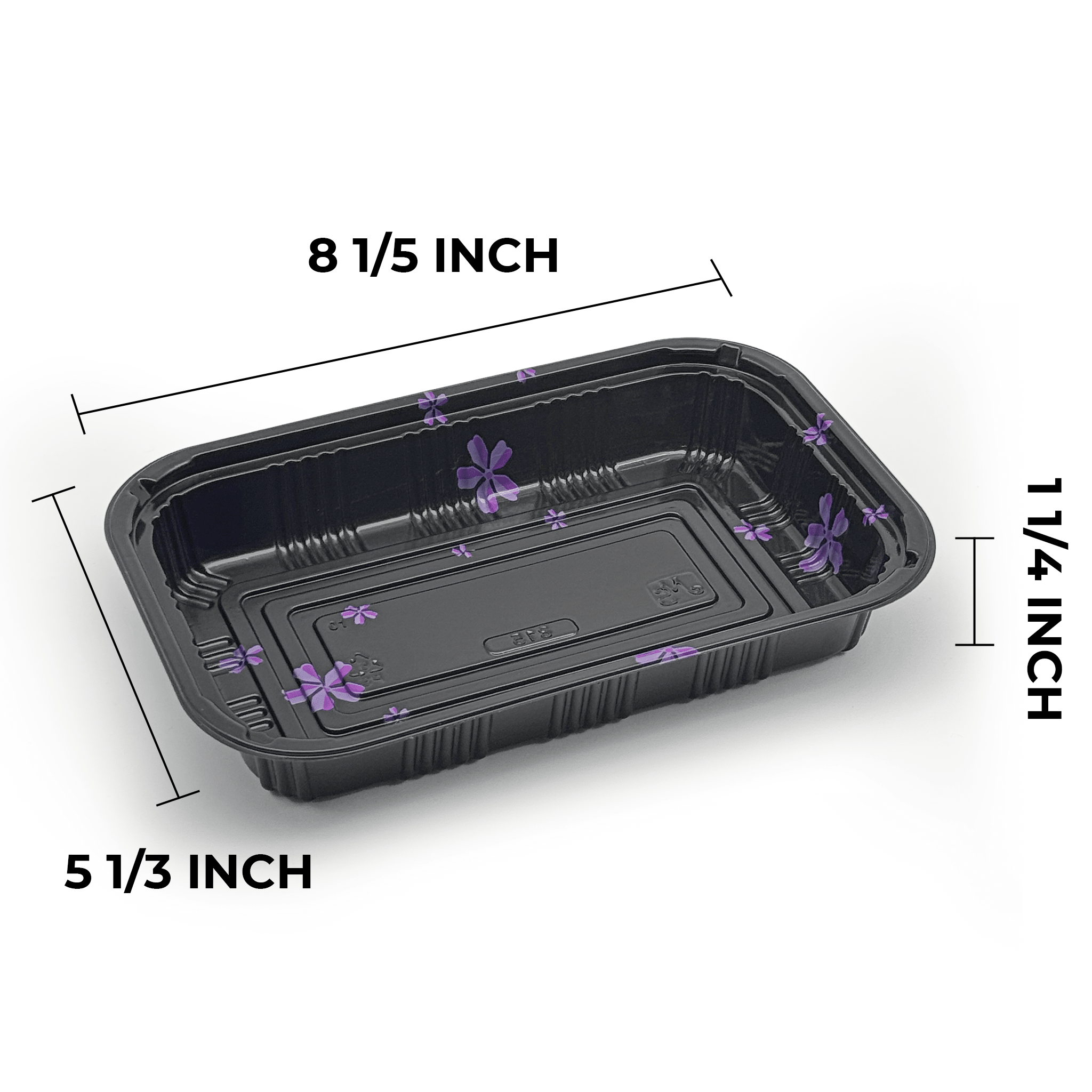 [450ct] 8 1/5" x 5 1/3" PS Plastic Rectangular Food Containers & Lids | Black - Biocean by Danube BlueBiocean