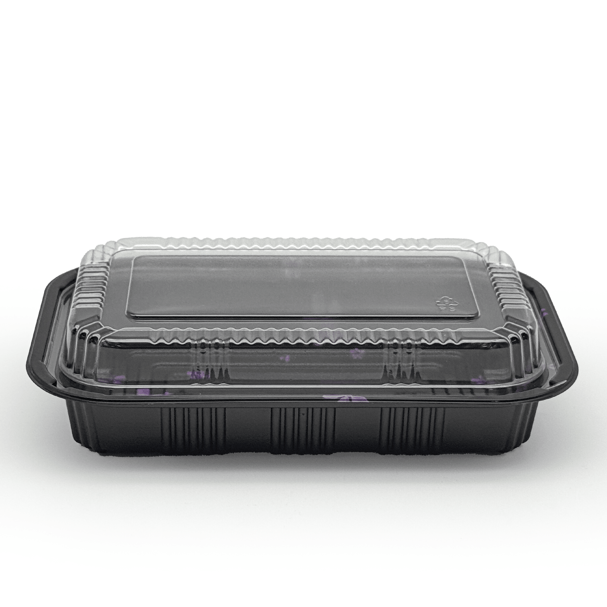 [450ct] 8 1/5" x 5 1/3" PS Plastic Rectangular Food Containers & Lids | Black - Biocean by Danube BlueBiocean