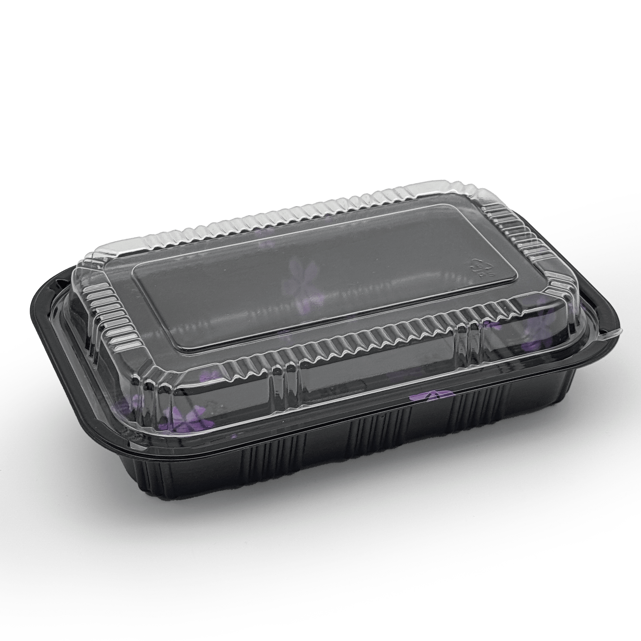 [450ct] 8 1/5" x 5 1/3" PS Plastic Rectangular Food Containers & Lids | Black - Biocean by Danube BlueBiocean