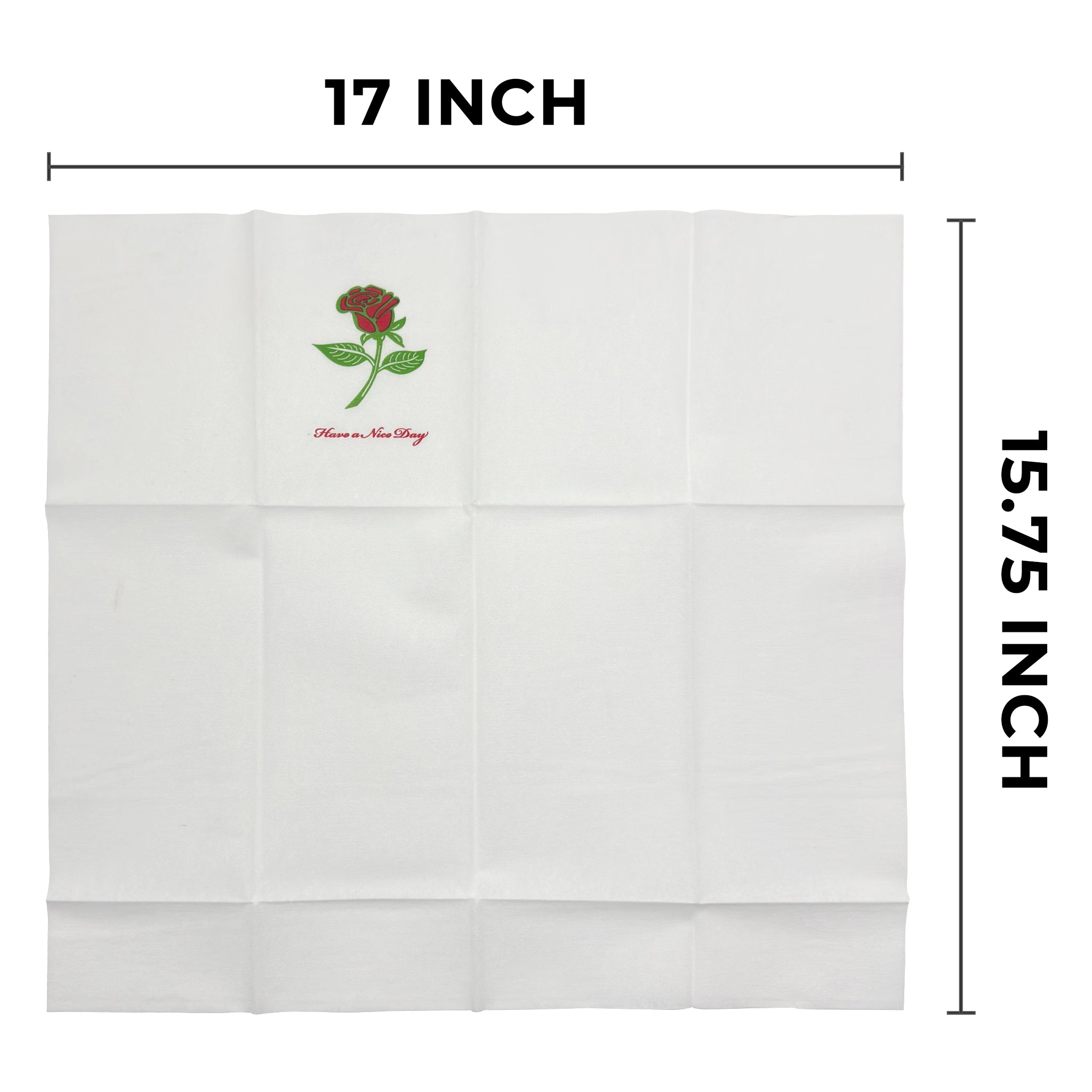 [1,000ct] 15.75" x 17"  Rose Pattern Airlaid Paper | 1/8 Fold | White