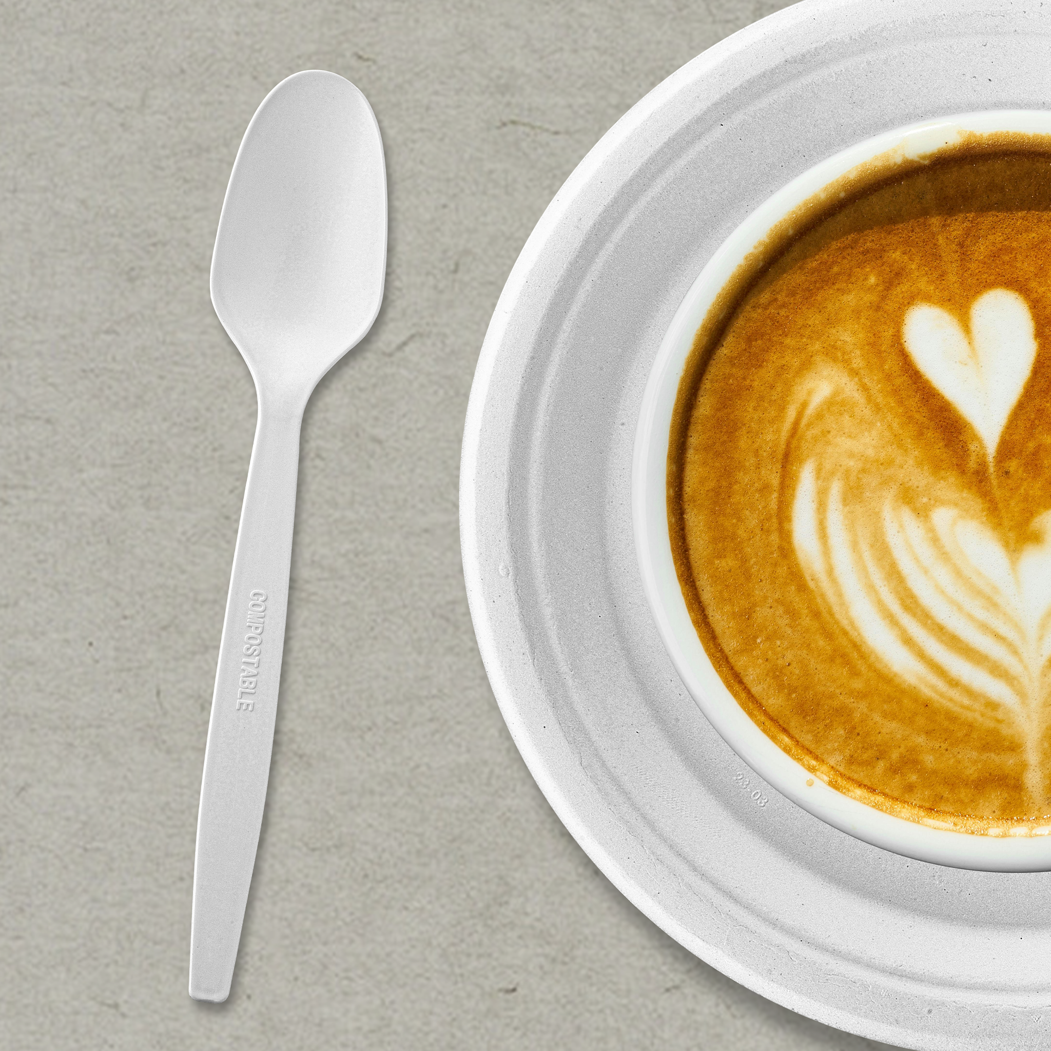 [500ct] PLA Heavy Weight Tea Spoons with a Free Eco Bag | White