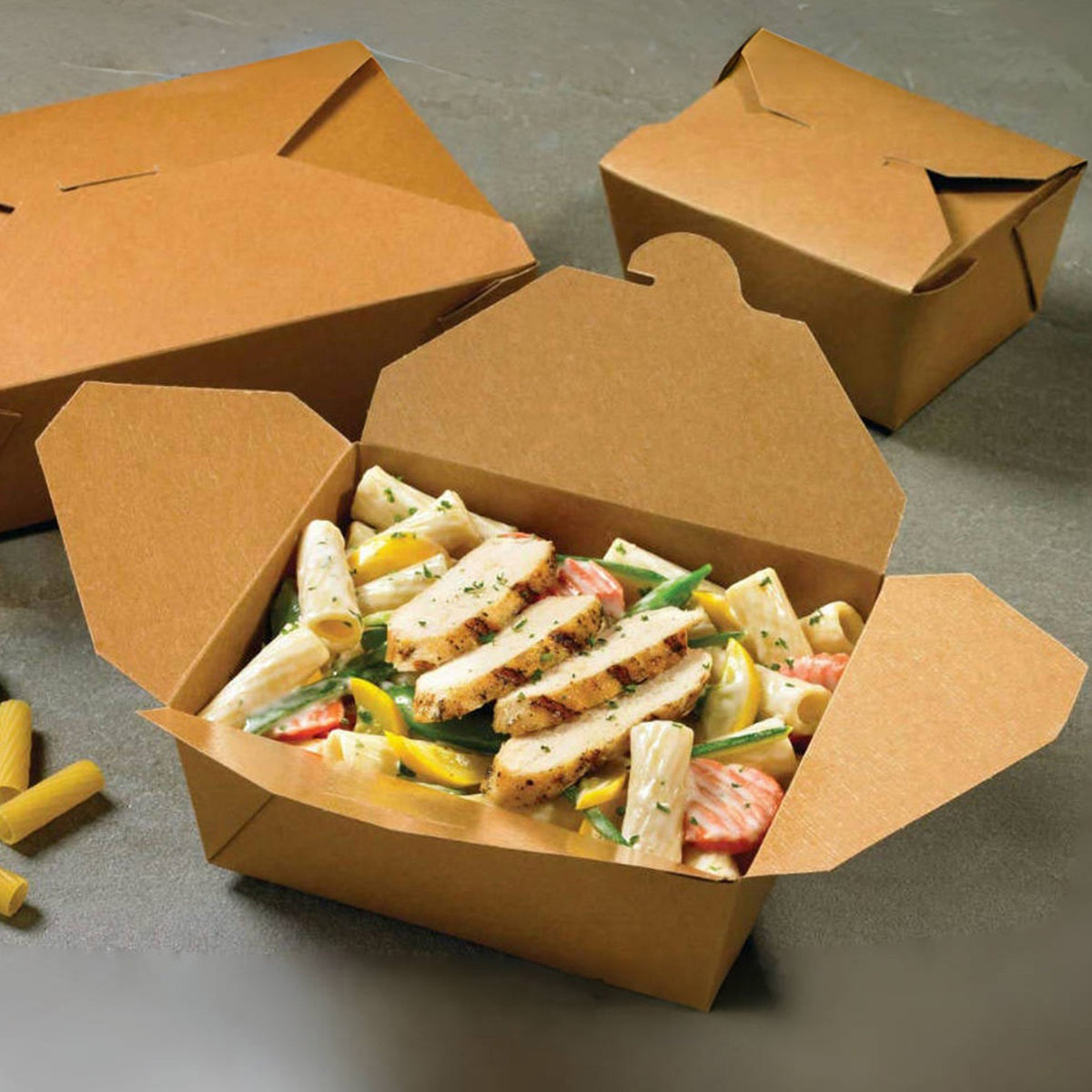 [200ct] Kraft Microwavable Folded Paper #2 Take-Out Containers | 54oz