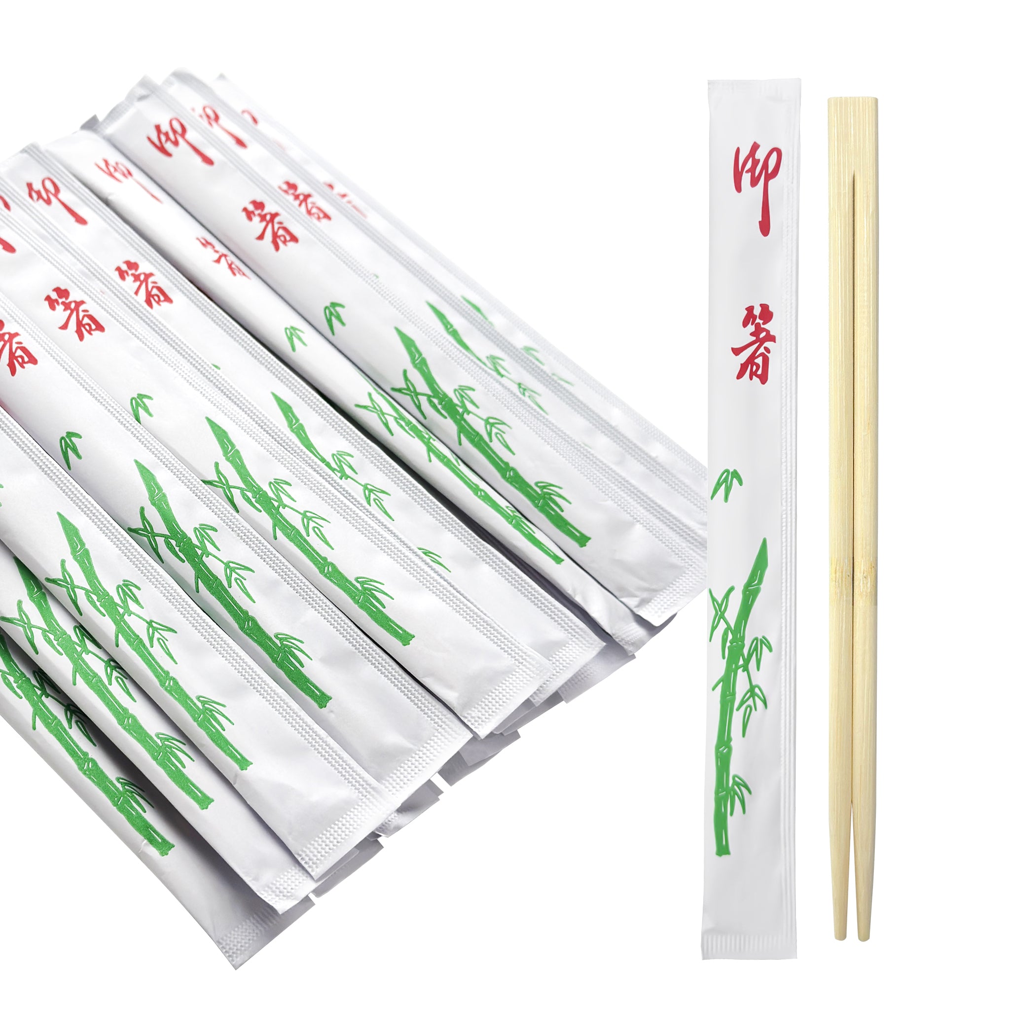 [2,000ct] 8.8" Twin  Paper-Wrapped Bamboo Chopsticks-knots