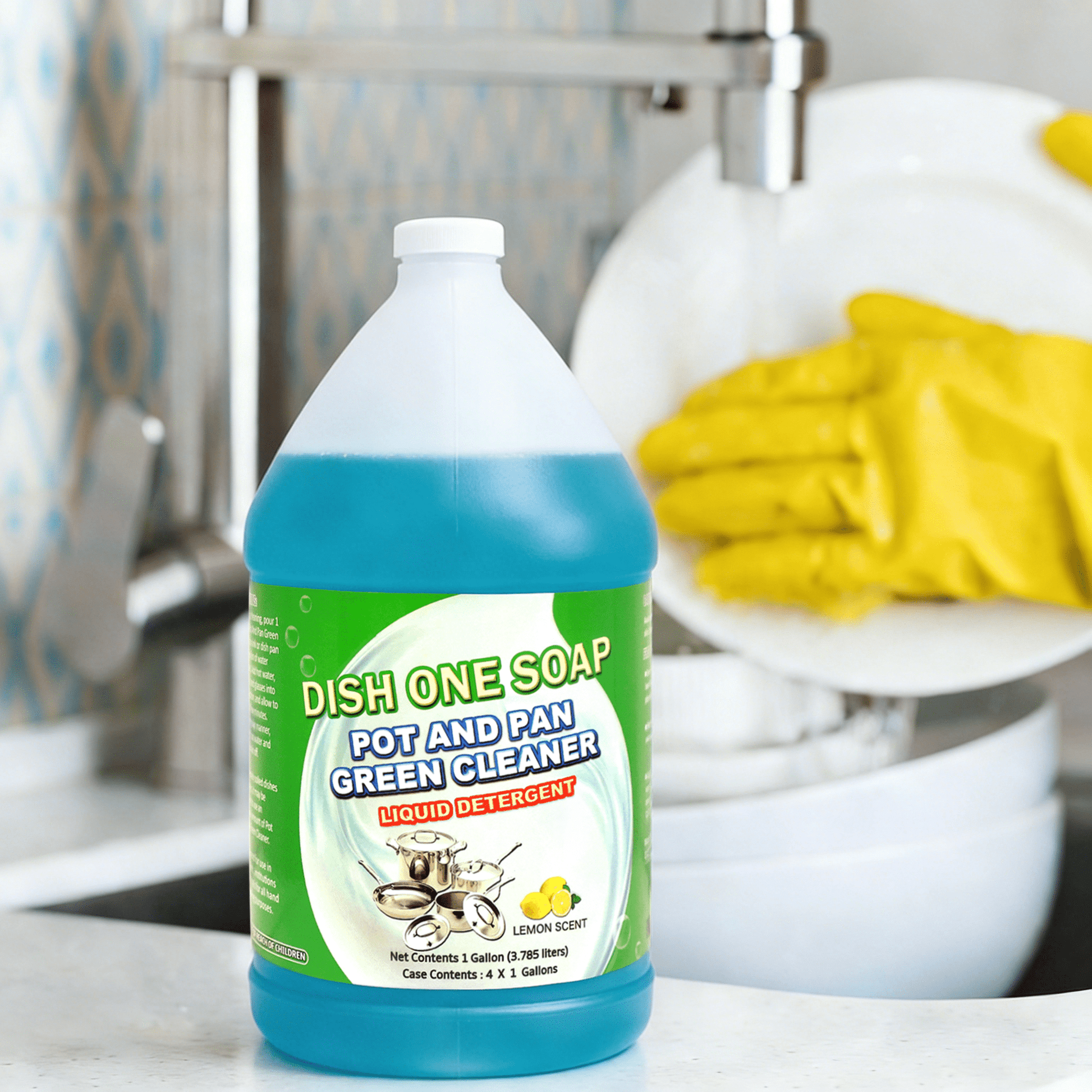 [4ct] Dish One Soap 1 Gallon Pot & Pan Cleaner | Lemon Scent - Biocean by Danube BlueBiocean