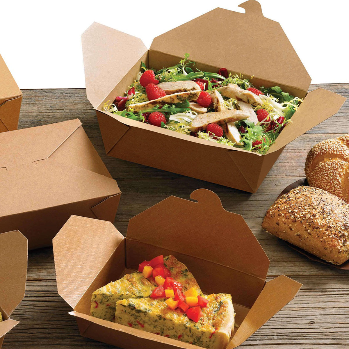 [200ct]  Kraft Microwavable Folded Paper #3 Take-Out Containers | 76oz