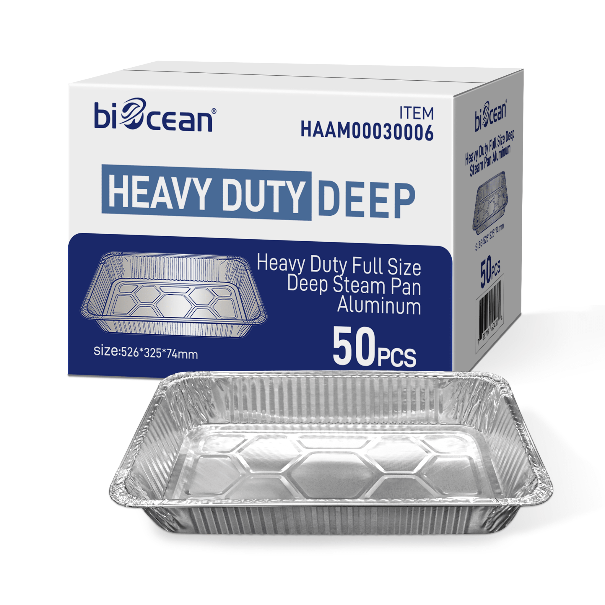 [50 ct] Full Size Foil Steam Table Pan 2.91" Depth | Deep - Biocean by Danube BlueBiocean