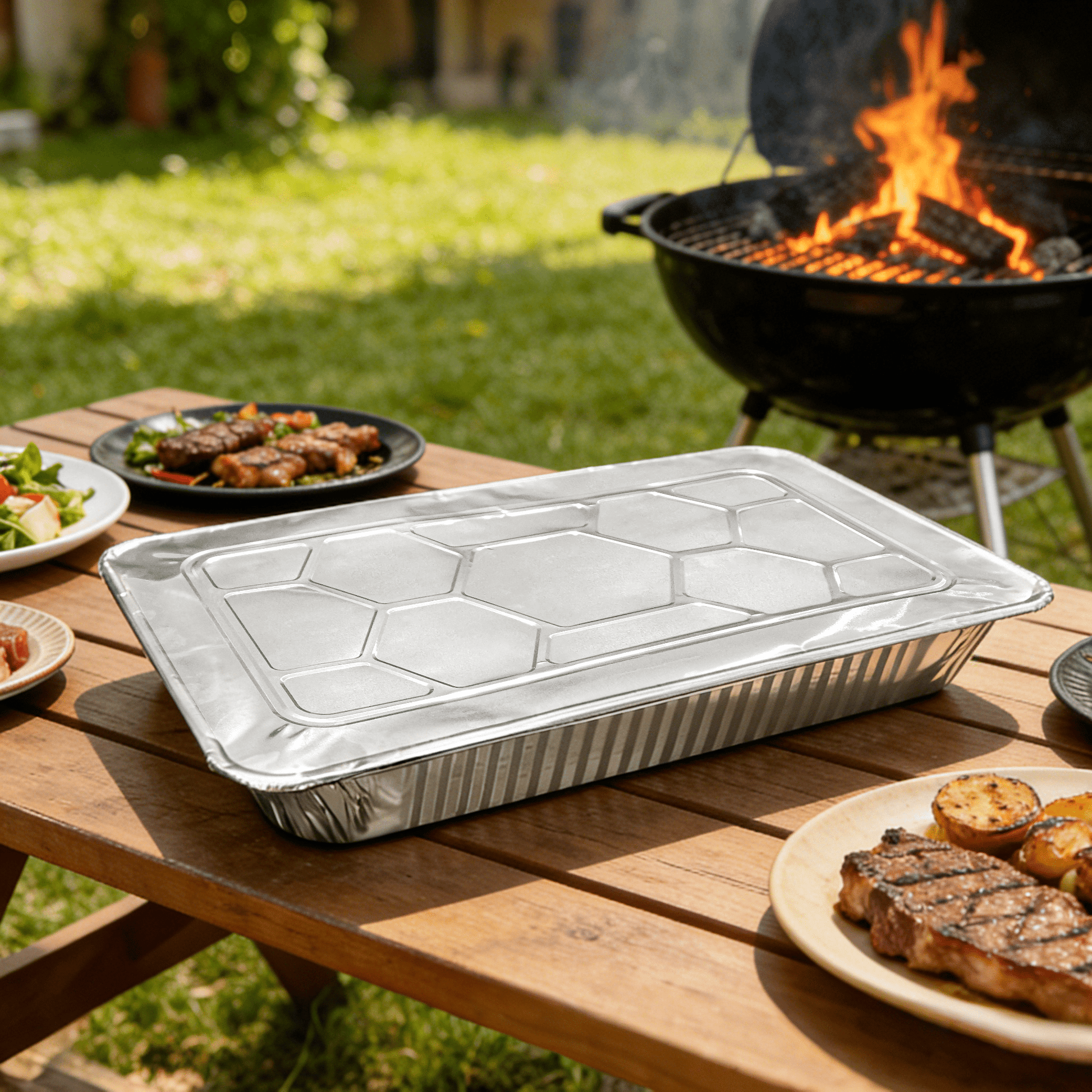 [50 ct] Full Size Foil Steam Table Pan Lid - Biocean by Danube BlueBiocean