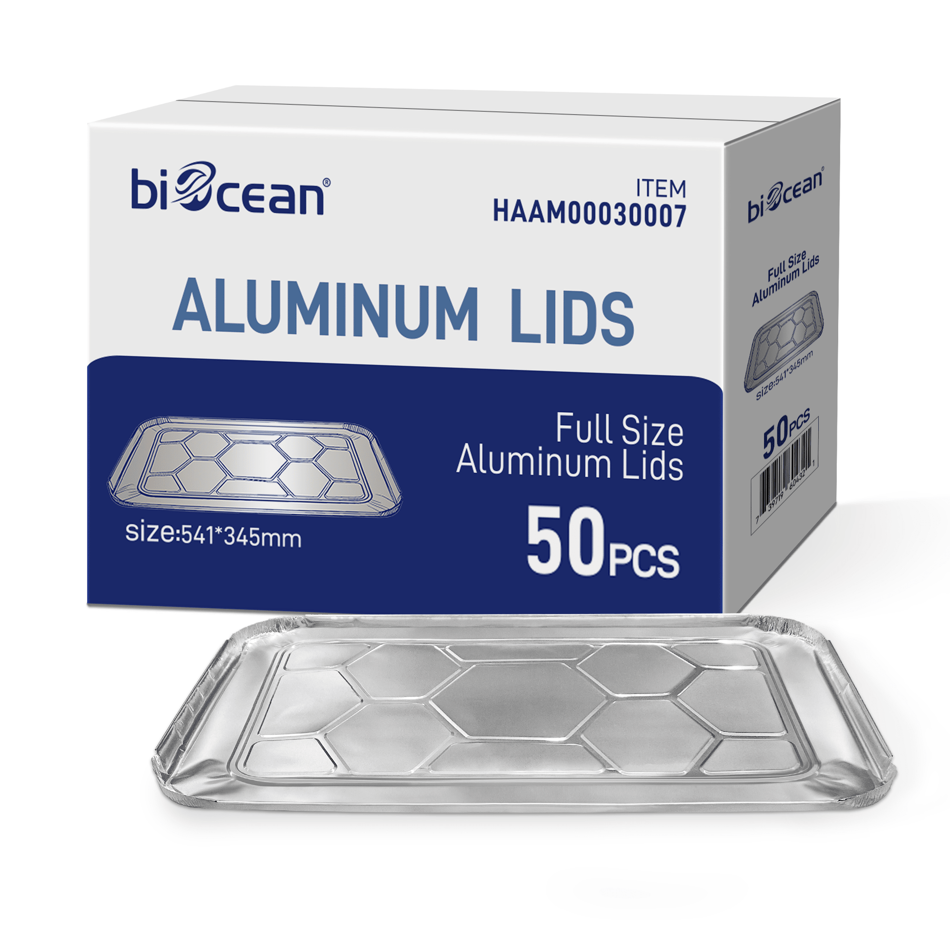 [50 ct] Full Size Foil Steam Table Pan Lid - Biocean by Danube BlueBiocean