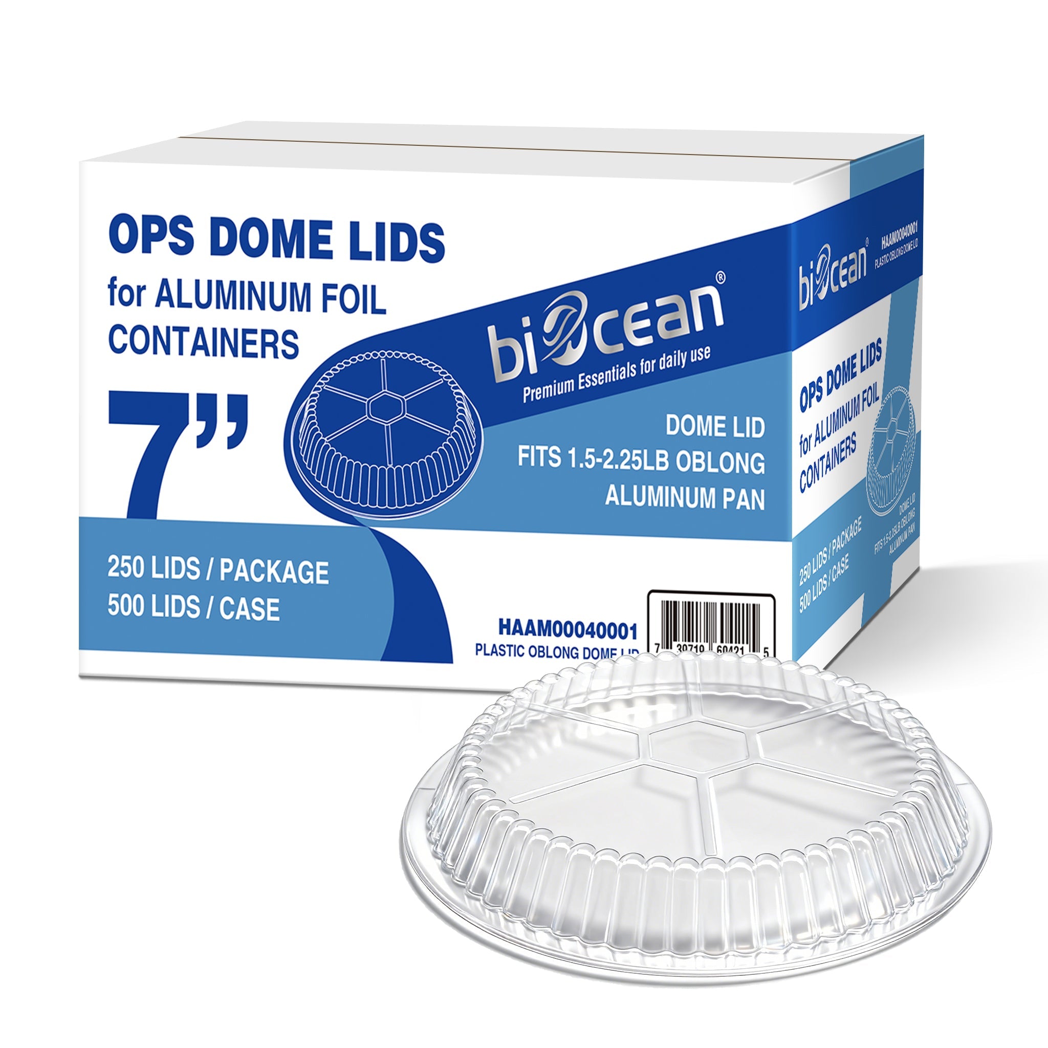 [500 ct] 7" OPS Dome Lids for Foil Pans | Round | Clear - Biocean by Danube BlueBiocean