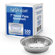 [500 ct] 7" Standard Weight Aluminum Foil Pans | Round - Biocean by Danube BlueBiocean