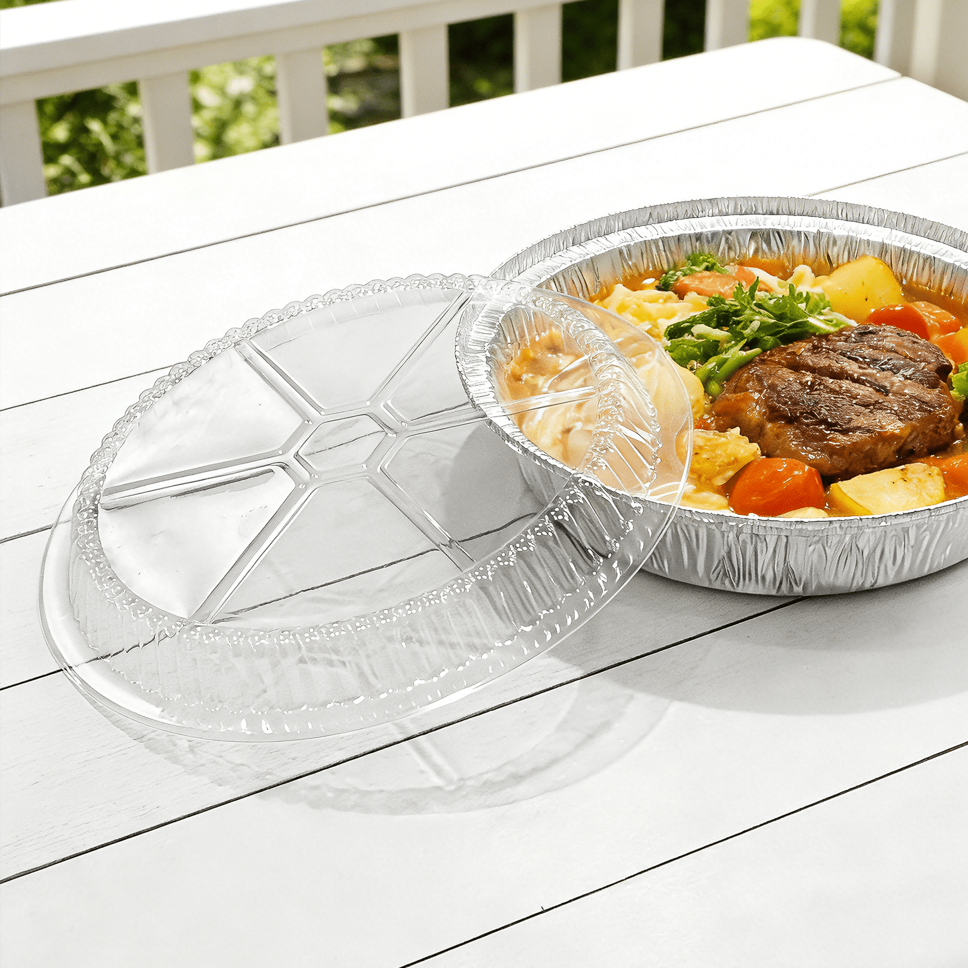 [500 ct] 8" OPS Dome Lid for Foil Pans | Round | Clear - Biocean by Danube BlueBiocean