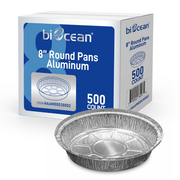 [500 ct] 8" Standard Weight Aluminum Foil Pans | Round - Biocean by Danube BlueBiocean
