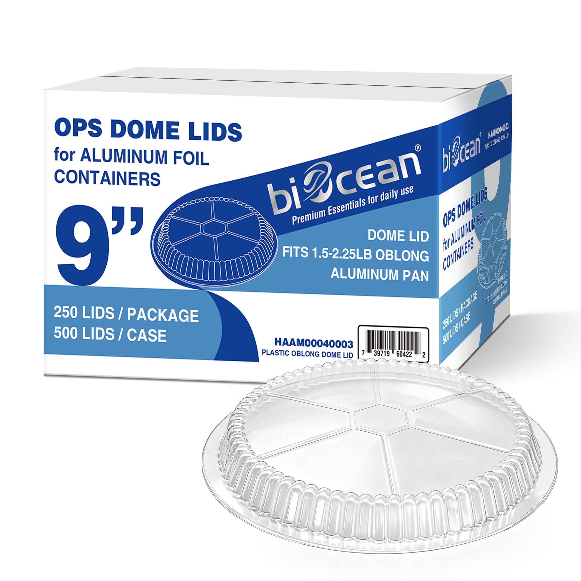 [500 ct] 9" OPS Dome Lids for Foil Pans | Round | Clear - Biocean by Danube BlueBiocean