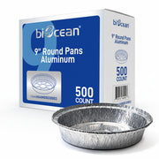 [500 ct] 9" Standard Weight Aluminum Foil Pans | Round - Biocean by Danube BlueBiocean
