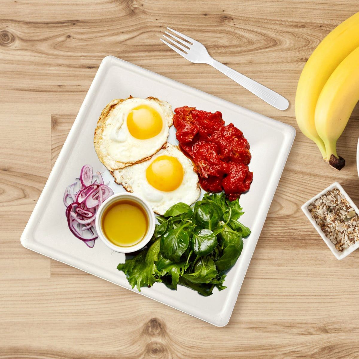 [500ct] 10"x10" Eco-Friendly Bagasse Plates | Square | White - Biocean by Danube BlueBiocean
