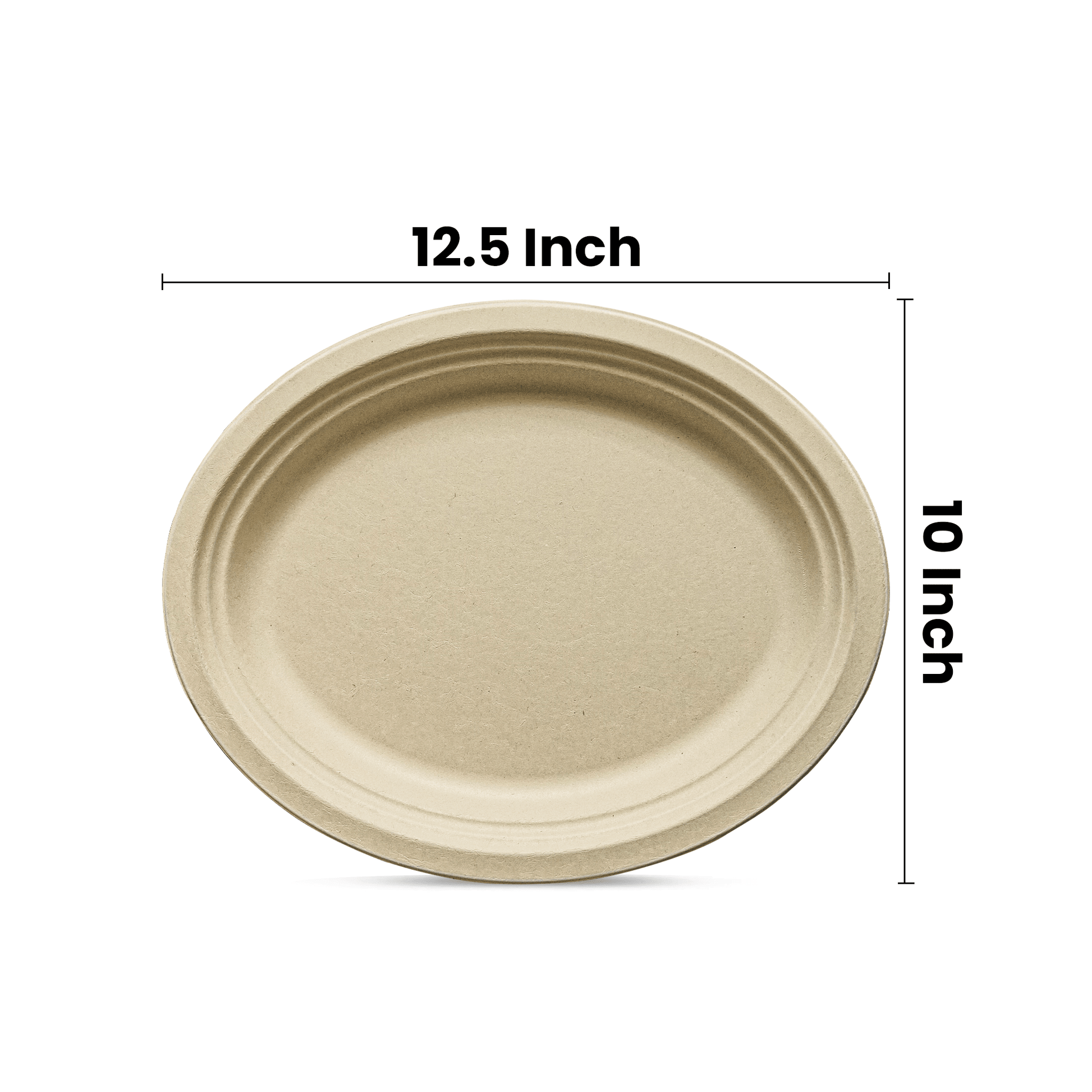 [500ct] 12.5" x 10" Compostable Bagasse Plates | Oval | Natural - Biocean by Danube BlueBiocean