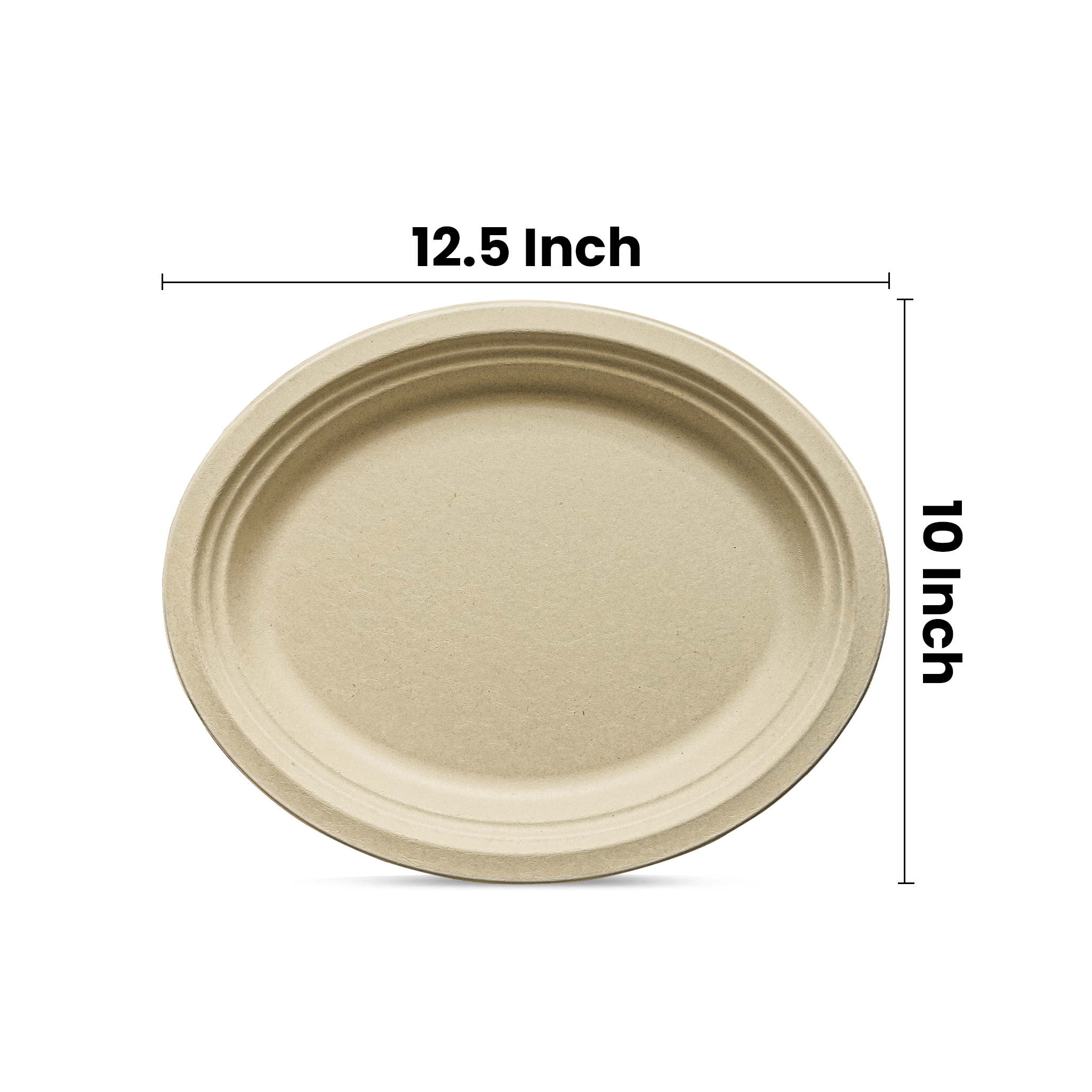 [500ct] 12.5" x 10" Compostable Bagasse Plates | Oval | Natural - Biocean by Danube BlueBiocean