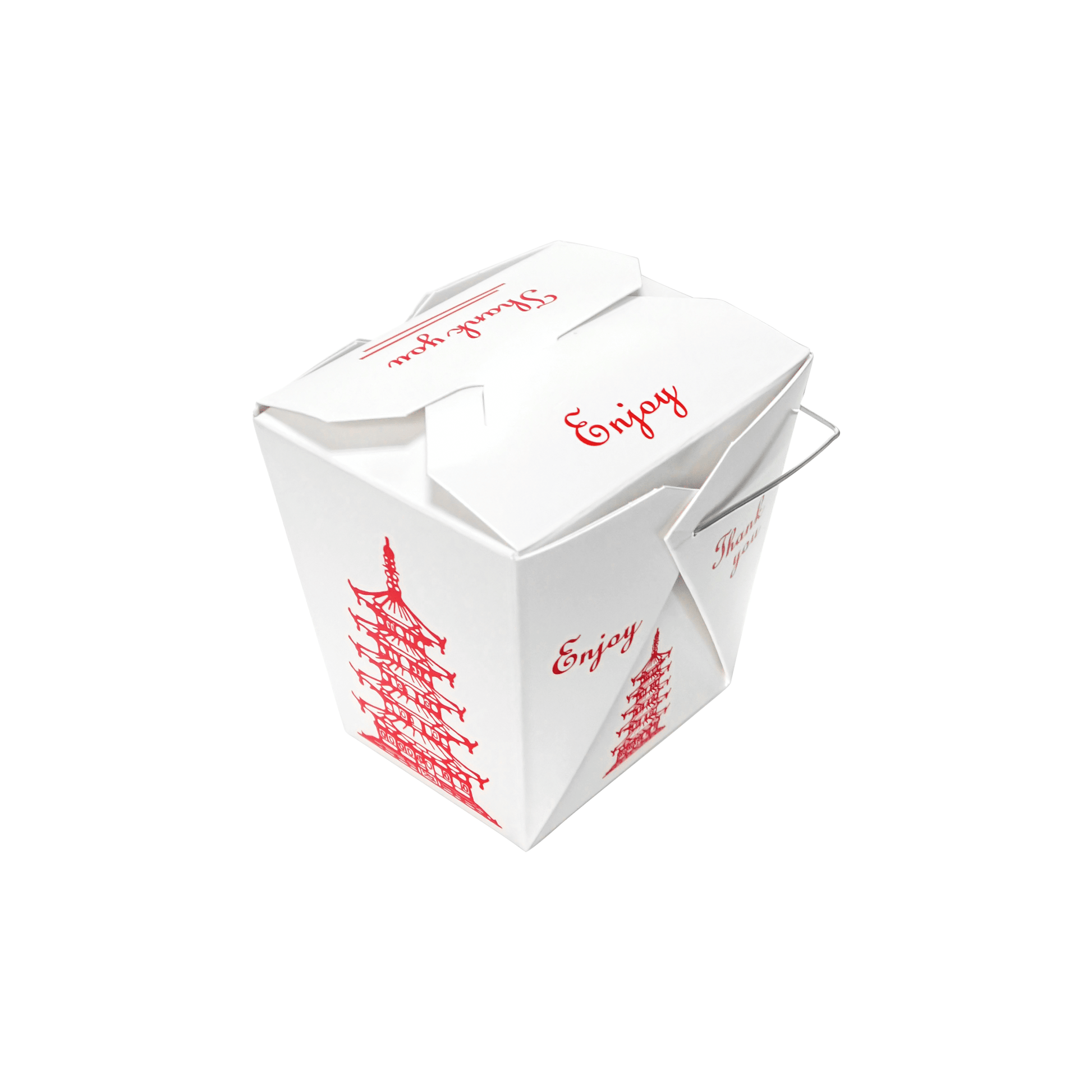 [500ct] 16oz Asian Paper Take - Out Container with Wire Handle | White - Biocean by Danube BlueBiocean